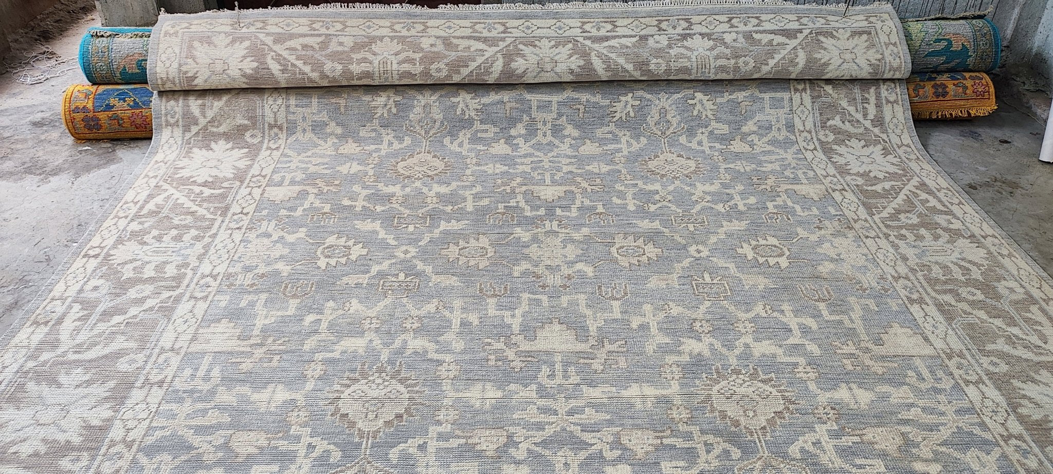 Badi 10x13.9 Hand Knotted Silver Grey Turkish Oushak | Banana Manor Rug Factory Outlet