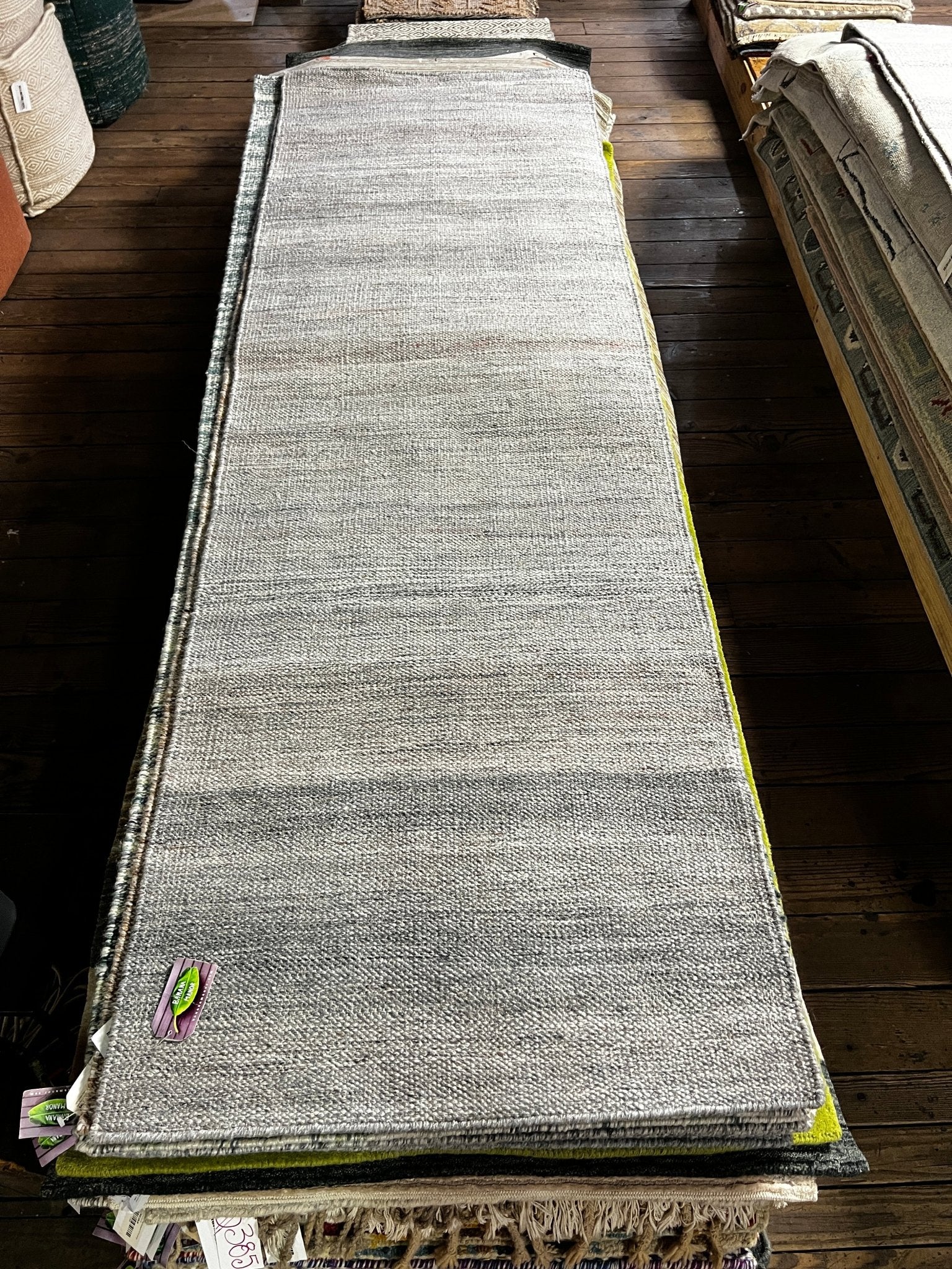 Balthazar Smith 2.6x8.3 Grey and Natural Handwoven PET Yarn Runner | Banana Manor Rug Factory Outlet