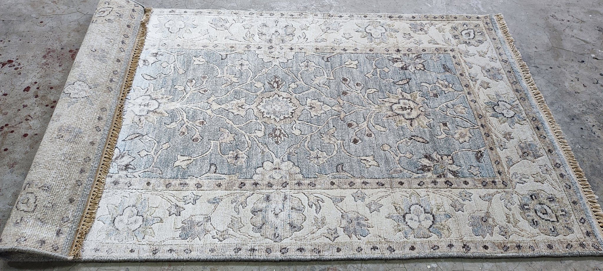 Barbara Edwards 3x5 Hand Knotted Aqua & Silver Oushak | Banana Manor Rug Factory Outlet