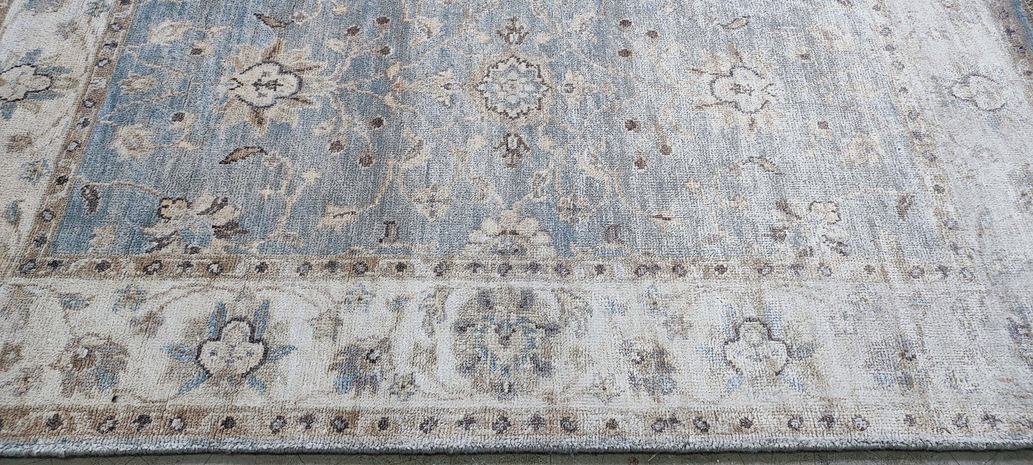 Barbara Edwards 3x5 Hand Knotted Aqua & Silver Oushak | Banana Manor Rug Factory Outlet