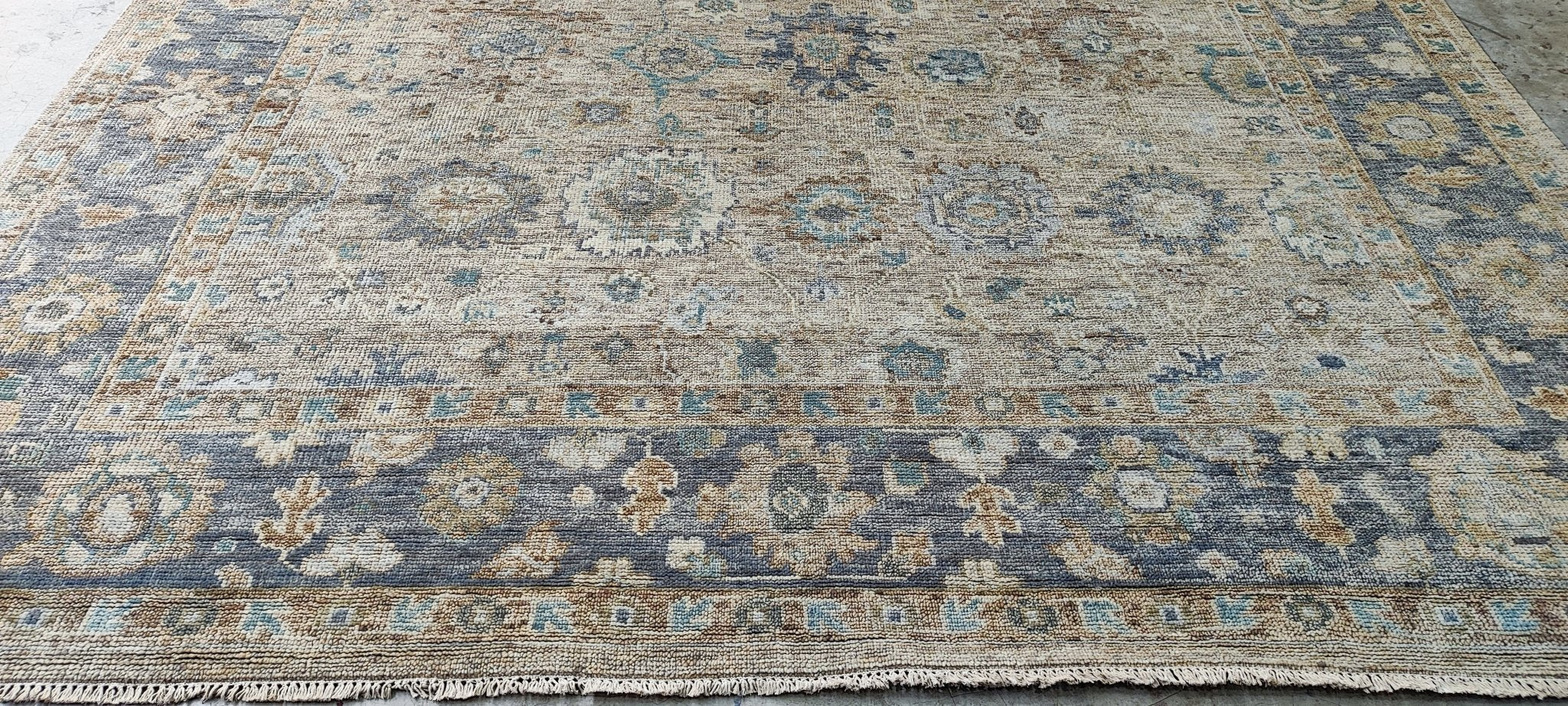 Barbara Valentin 10x13.9 Hand-Knotted Tan & Grey Oushak | Banana Manor Rug Factory Outlet