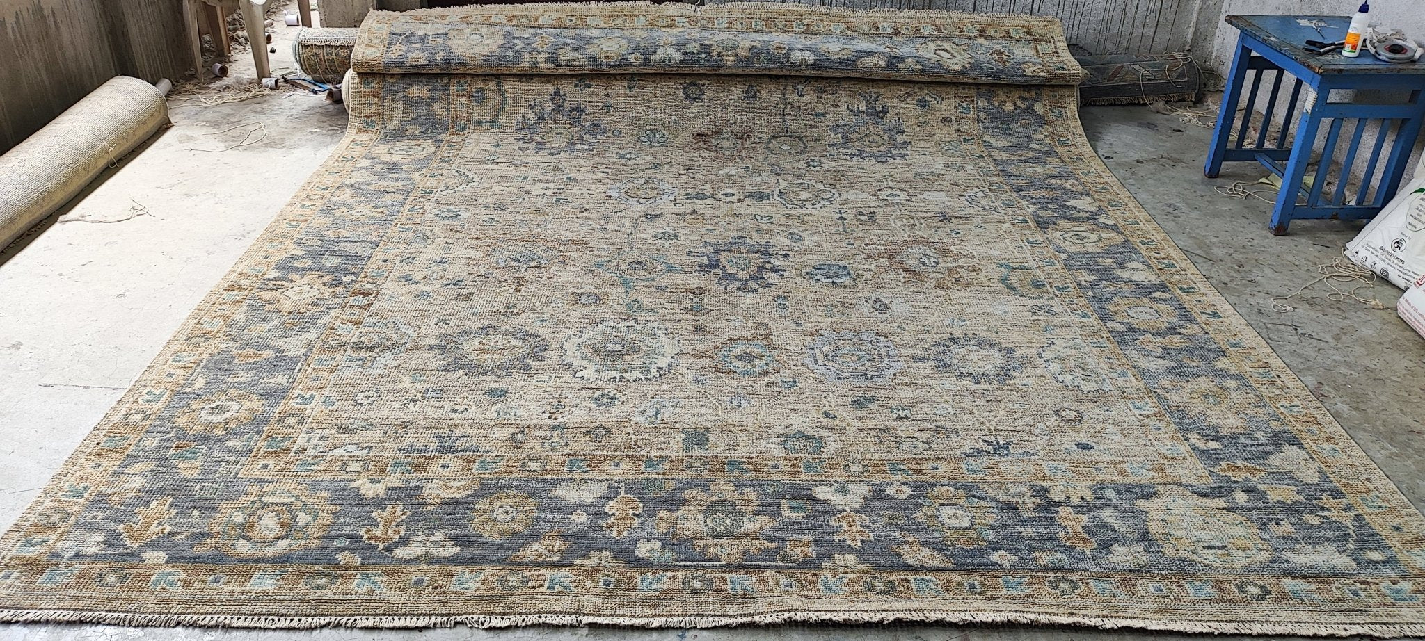 Barbara Valentin 10x13.9 Hand-Knotted Tan & Grey Oushak | Banana Manor Rug Factory Outlet