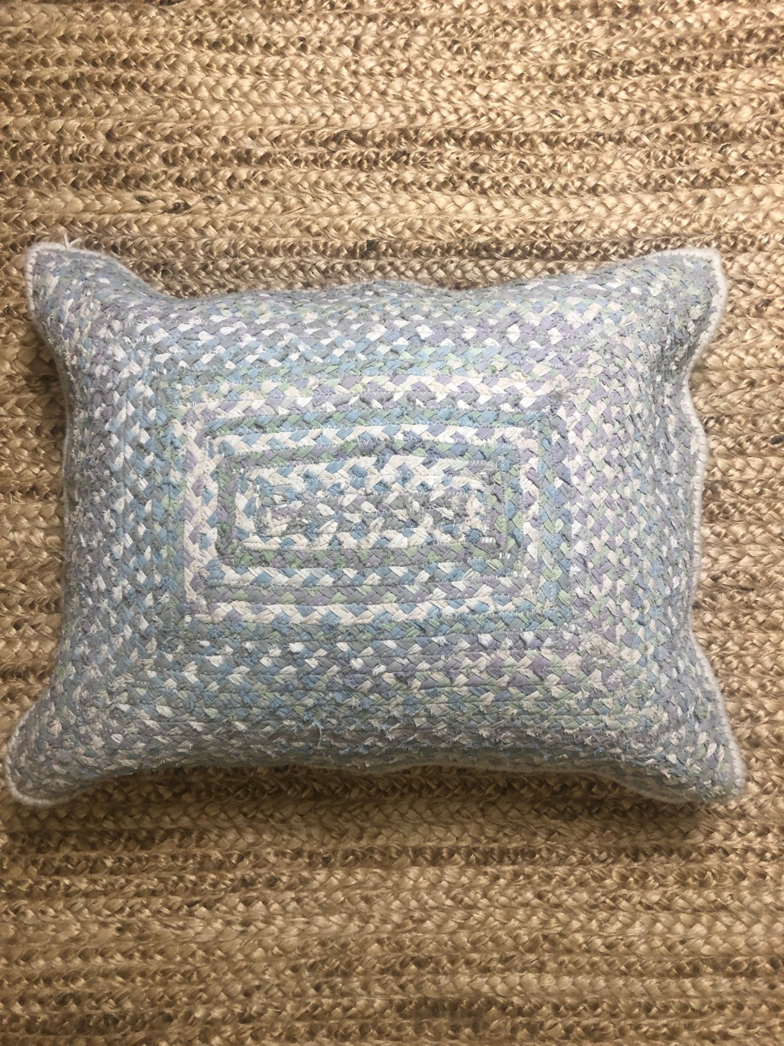 Baronne Pastel Lilac, Green, and Blue Braided Pillow | Banana Manor Rug Company