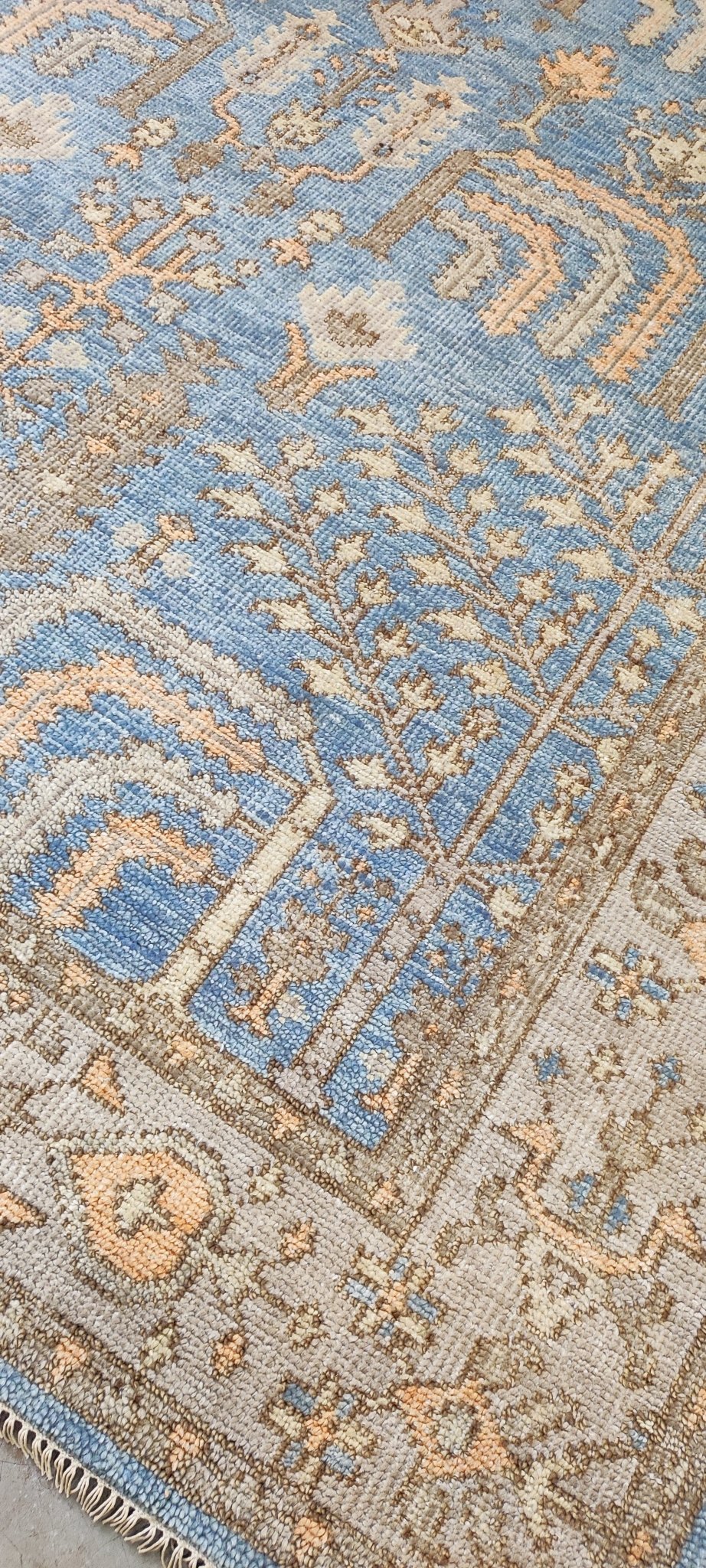 Beatrice 8x10 Light Blue & Rust Oushak | Banana Manor Rug Factory Outlet