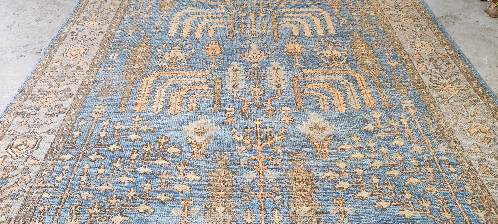 Beatrice 8x10 Light Blue & Rust Oushak | Banana Manor Rug Factory Outlet