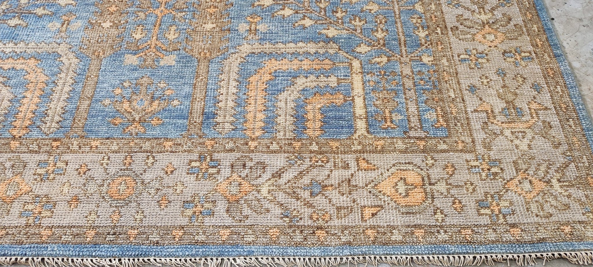 Beatrice 8x10 Light Blue & Rust Oushak | Banana Manor Rug Factory Outlet