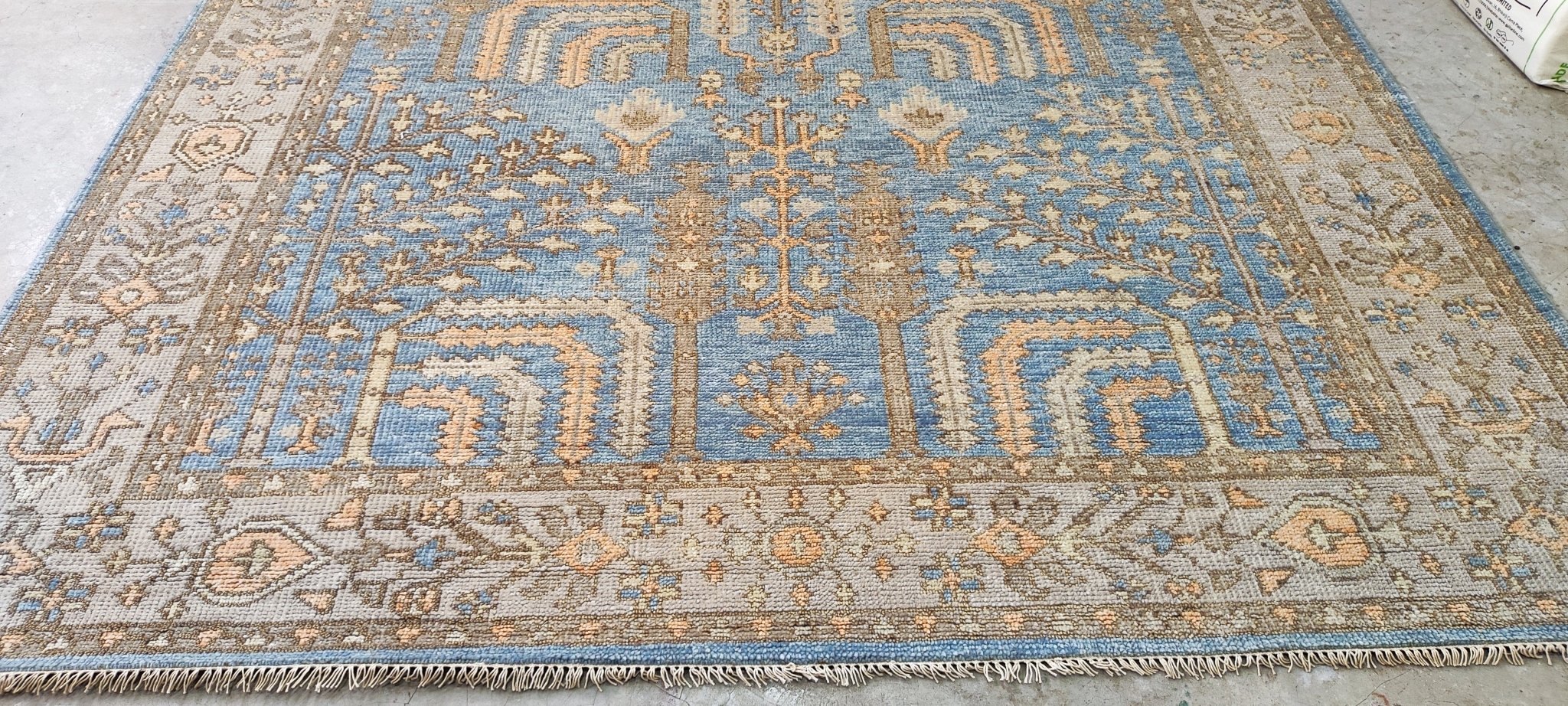 Beatrice 8x10 Light Blue & Rust Oushak | Banana Manor Rug Factory Outlet