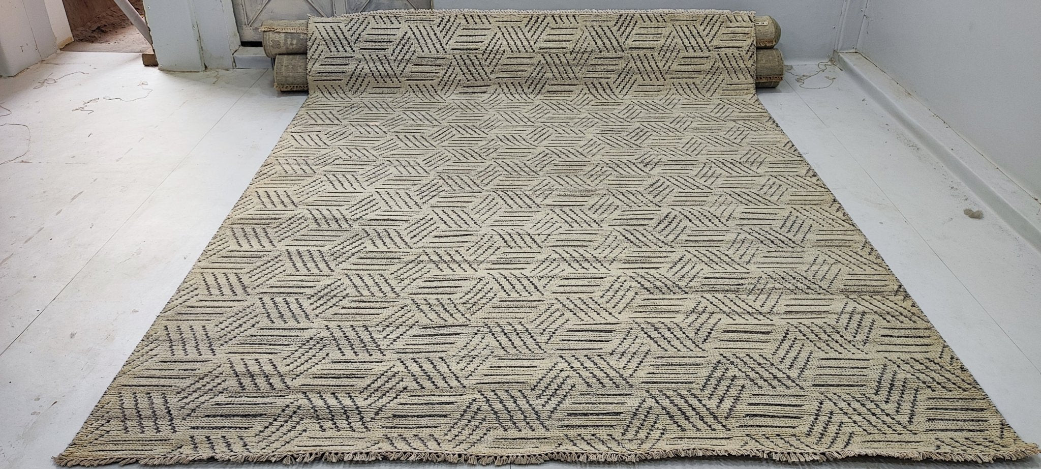 Begona 7.9x9.9 Hand-Knotted Grey & Beige High Low | Banana Manor Rug Factory Outlet