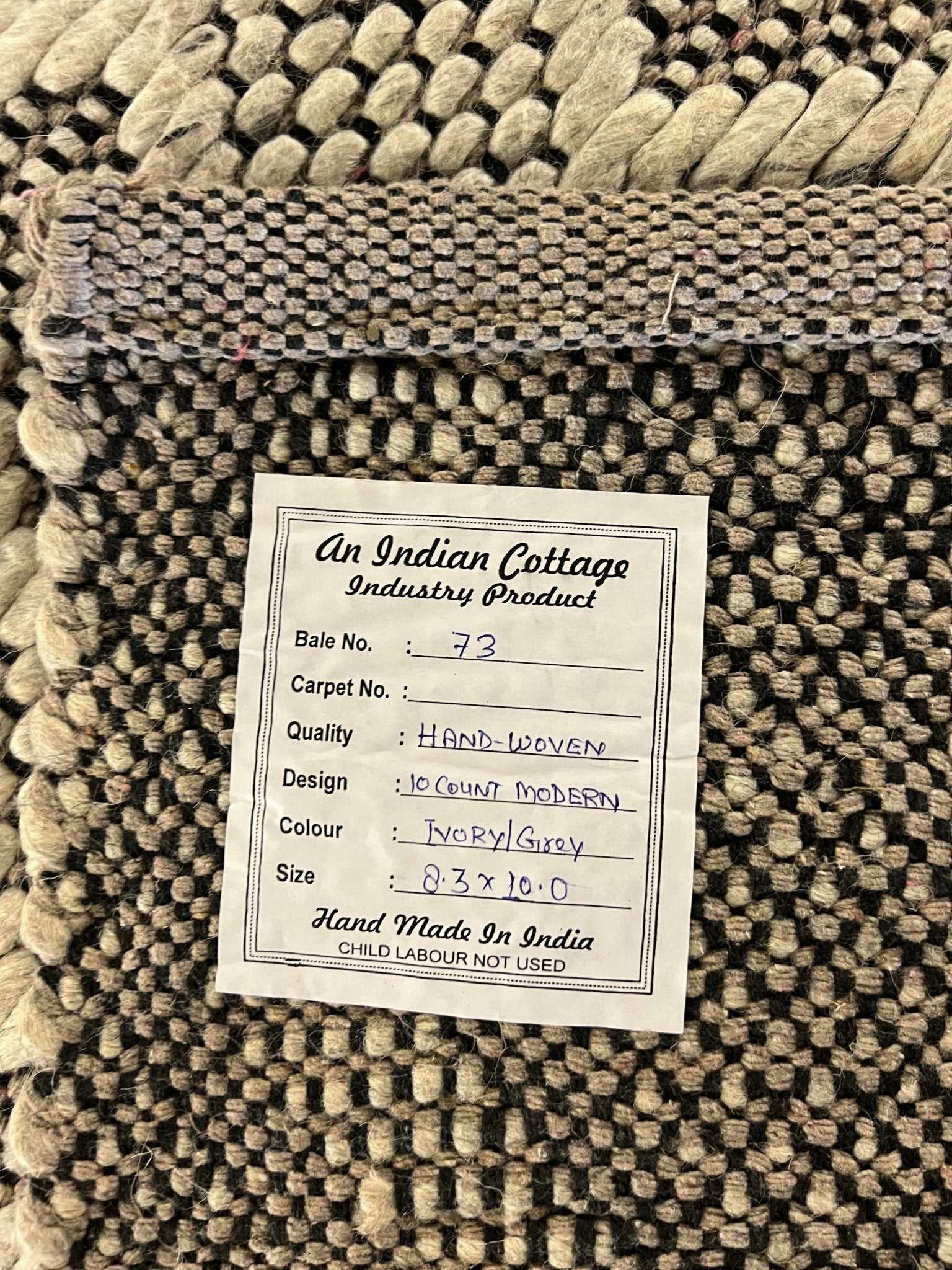 Belinda 8.3x10 Ivory and Grey Handwoven Rug | Banana Manor Rug Company