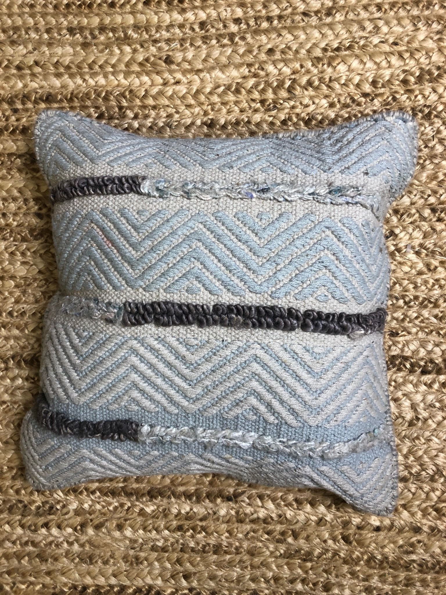 Belinda Medium Grey and Blue Pillow | Banana Manor Rug Company