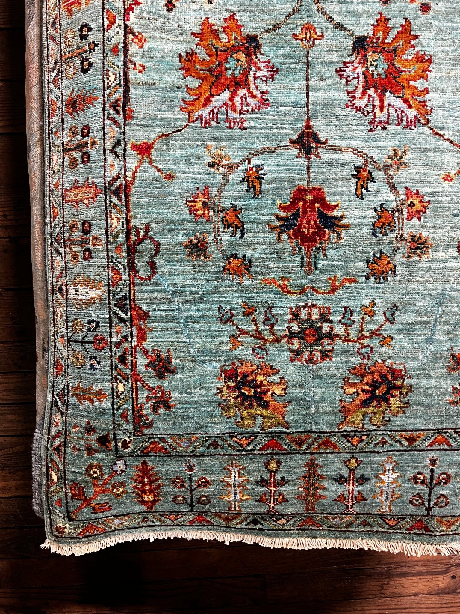 Benesh Teal Afghani Oushak Runner 2.9x8 | Banana Manor Rug Company