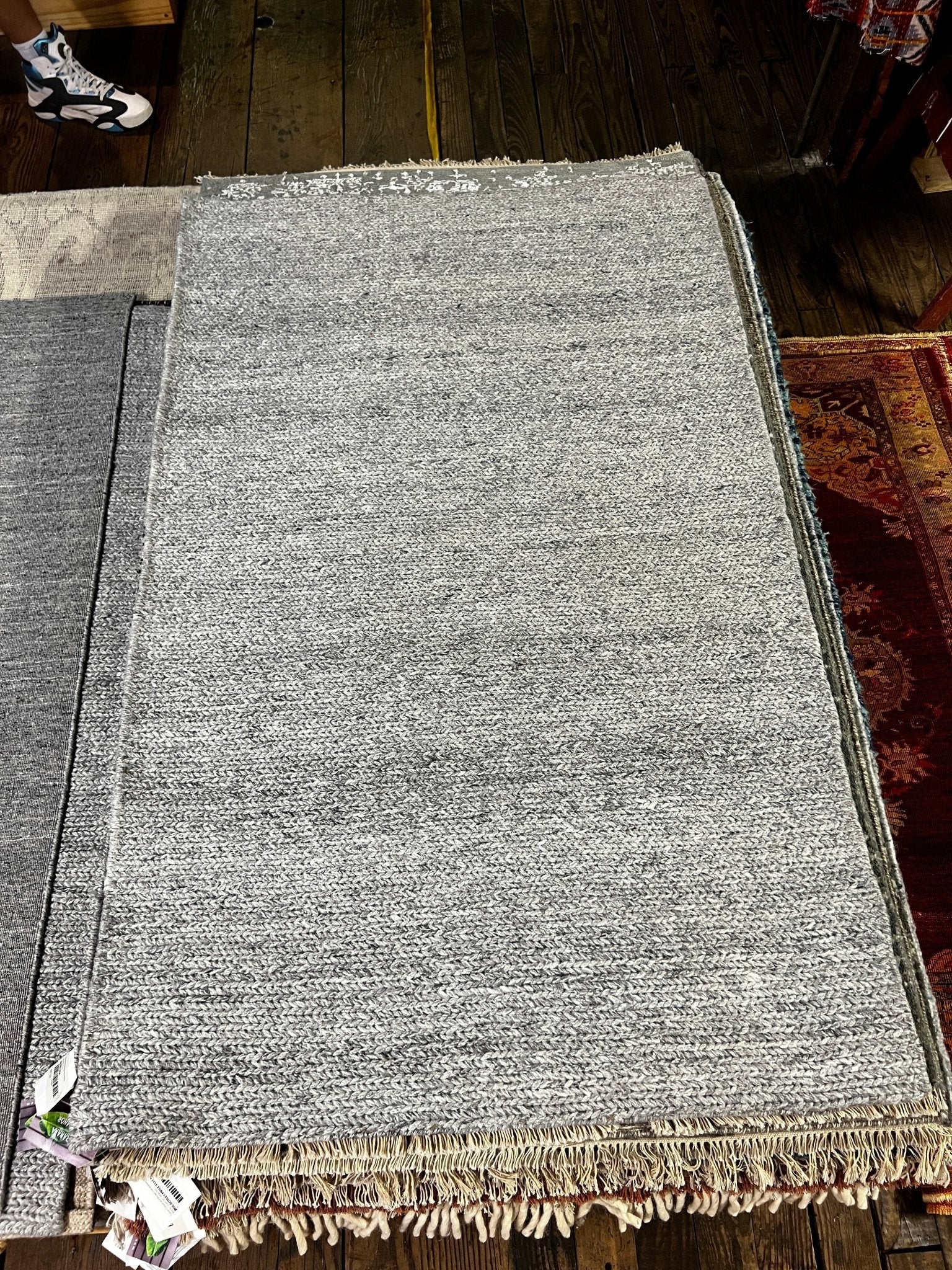 Benmont Tench 3x5 Grey Pet Yarn Durrie Rug | Banana Manor Rug Factory Outlet