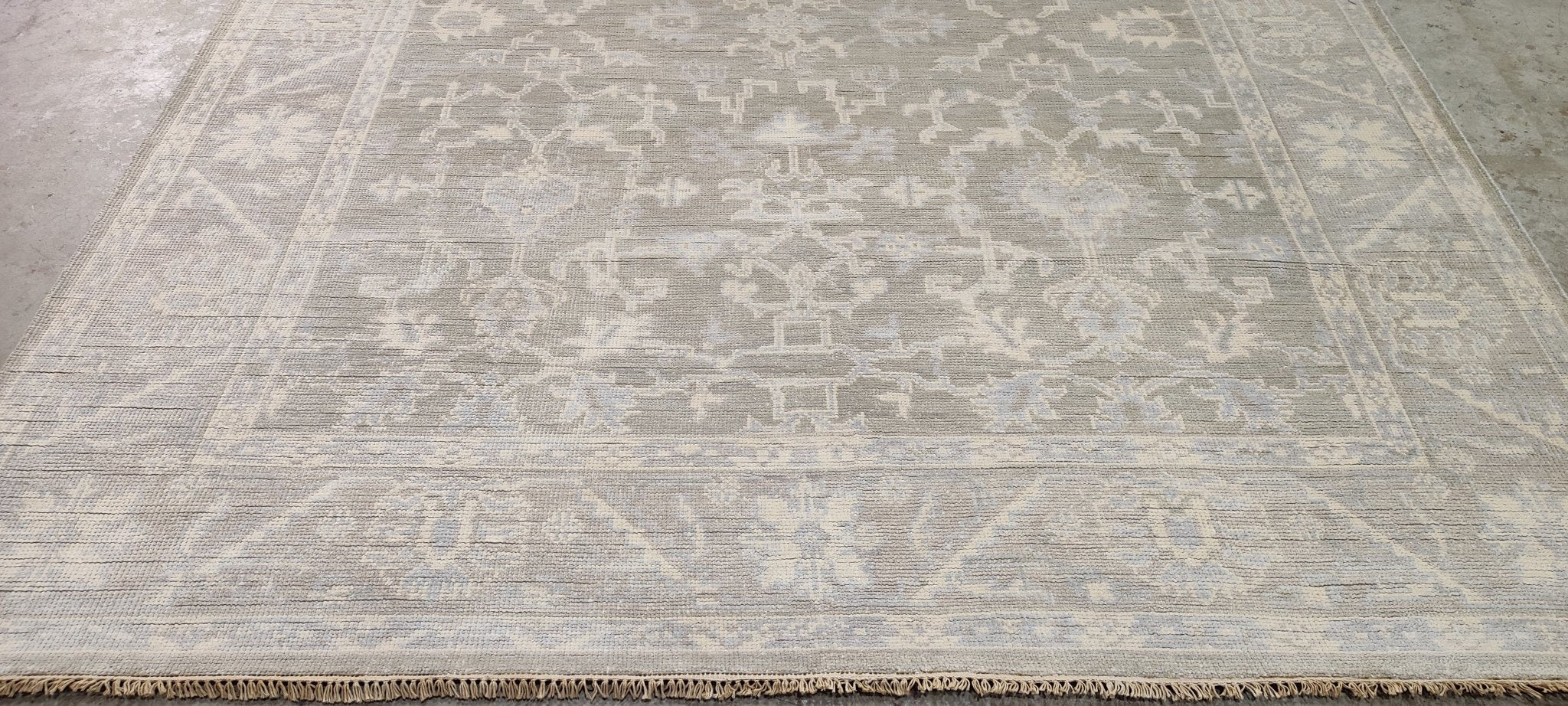 Beth Martin Grey and Silver Hand-Knotted Oushak Rug 8.3x10 | Banana Manor Rug Company