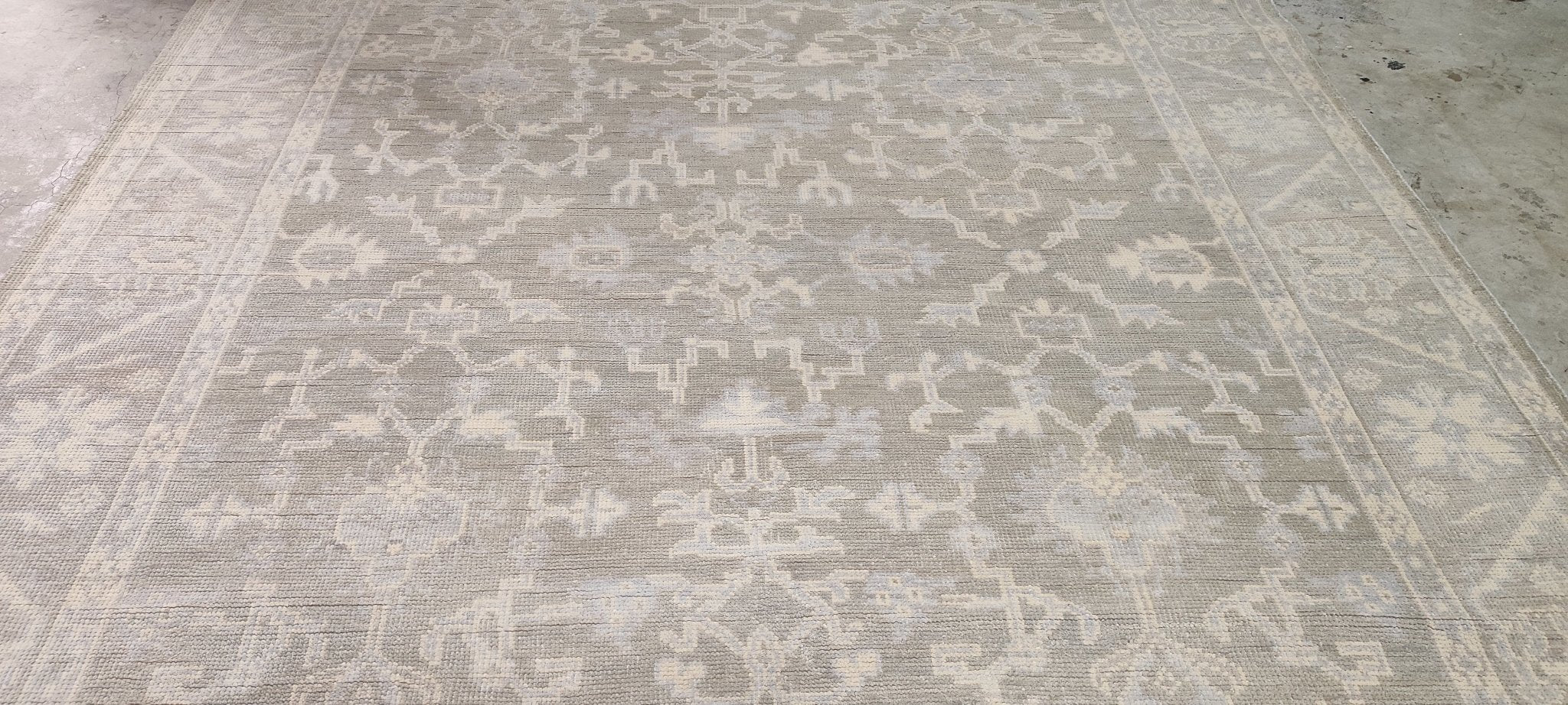 Beth Martin Grey and Silver Hand-Knotted Oushak Rug 8.3x10 | Banana Manor Rug Company