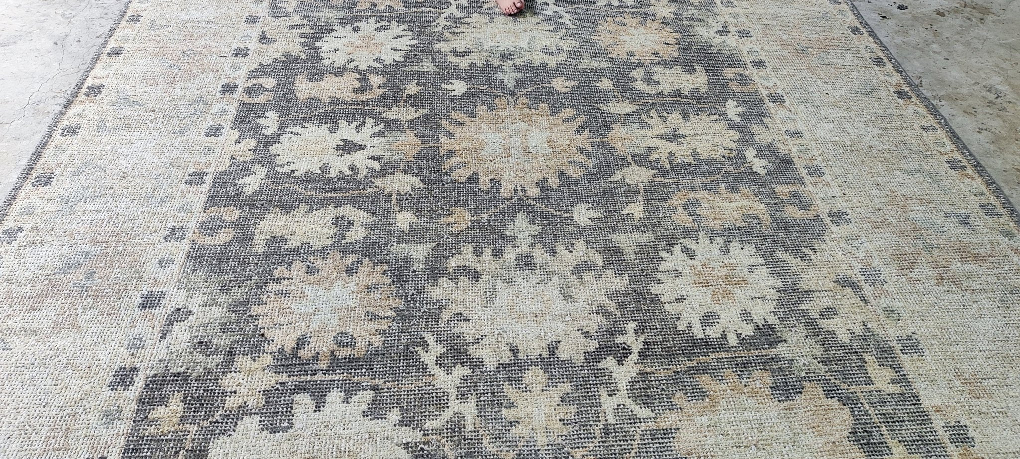 Betsy Rose 7.9x10 Hand Knotted Grey & Tan Oushak | Banana Manor Rug Factory Outlet
