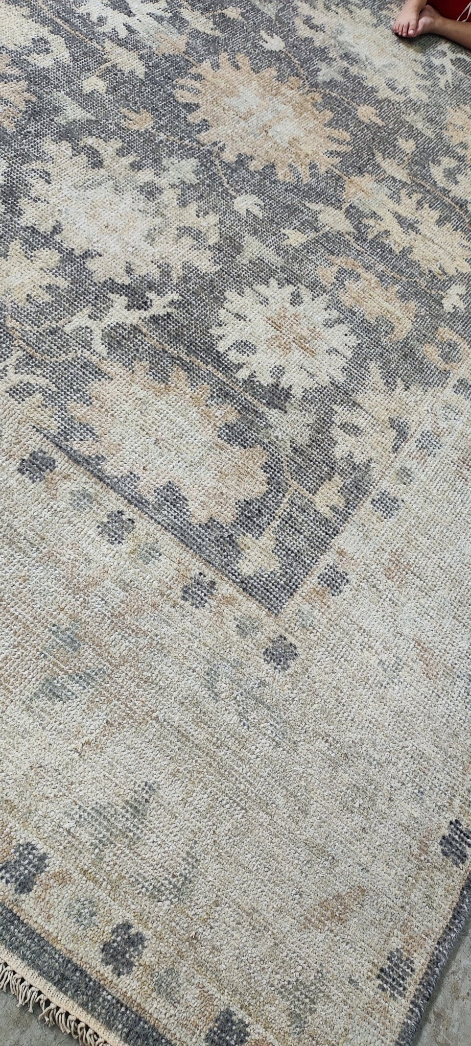 Betsy Rose 7.9x10 Hand Knotted Grey & Tan Oushak | Banana Manor Rug Factory Outlet