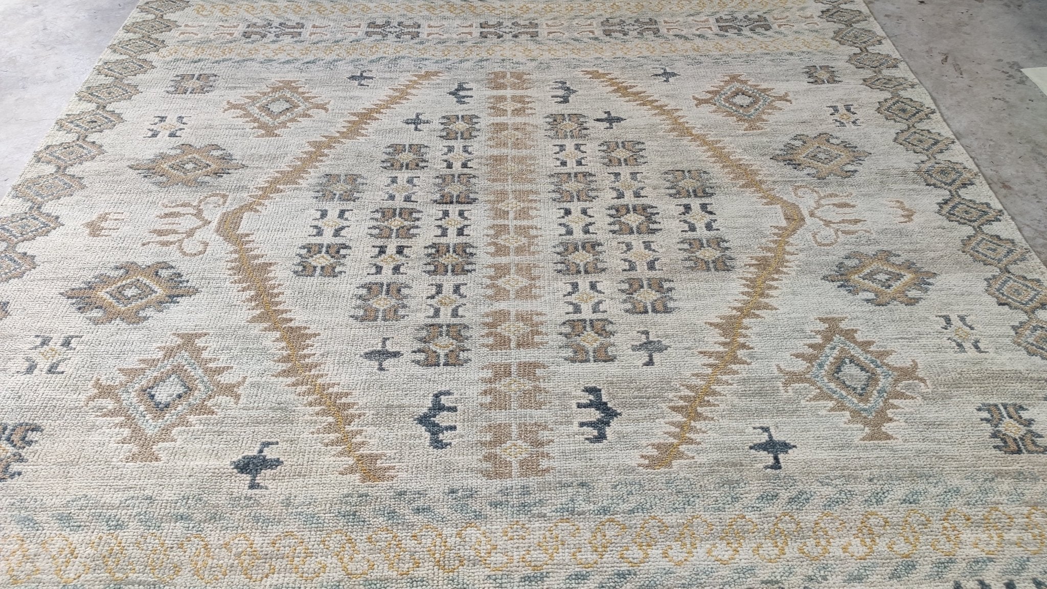 Bianca 8x9.9 Beige and Brown Hand-Knotted Oushak Rug | Banana Manor Rug Company