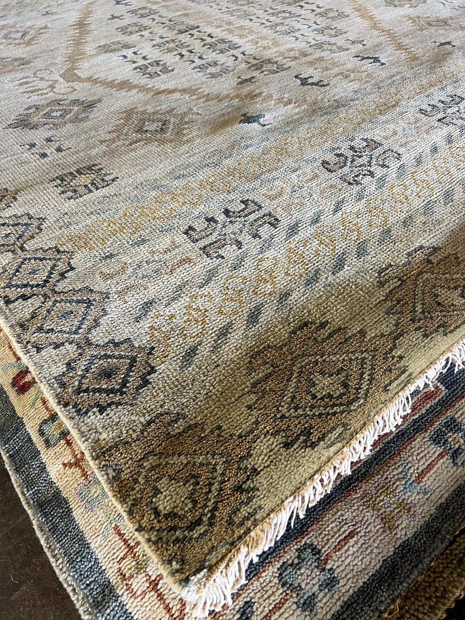 Bianca 8x9.9 Beige and Brown Hand-Knotted Oushak Rug | Banana Manor Rug Company