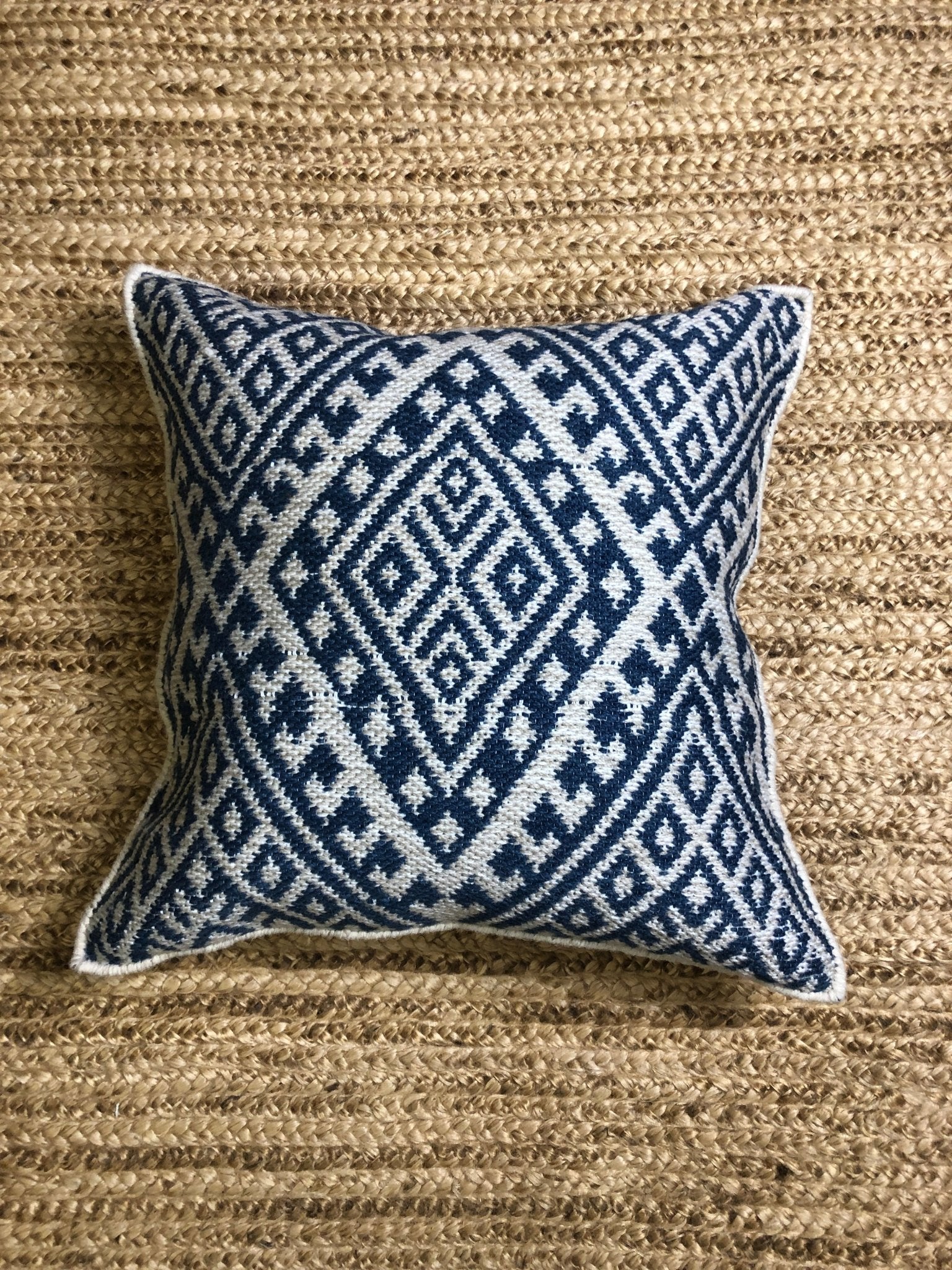 BIG Blanche Bright Blue and White Pillow | Banana Manor Rug Company