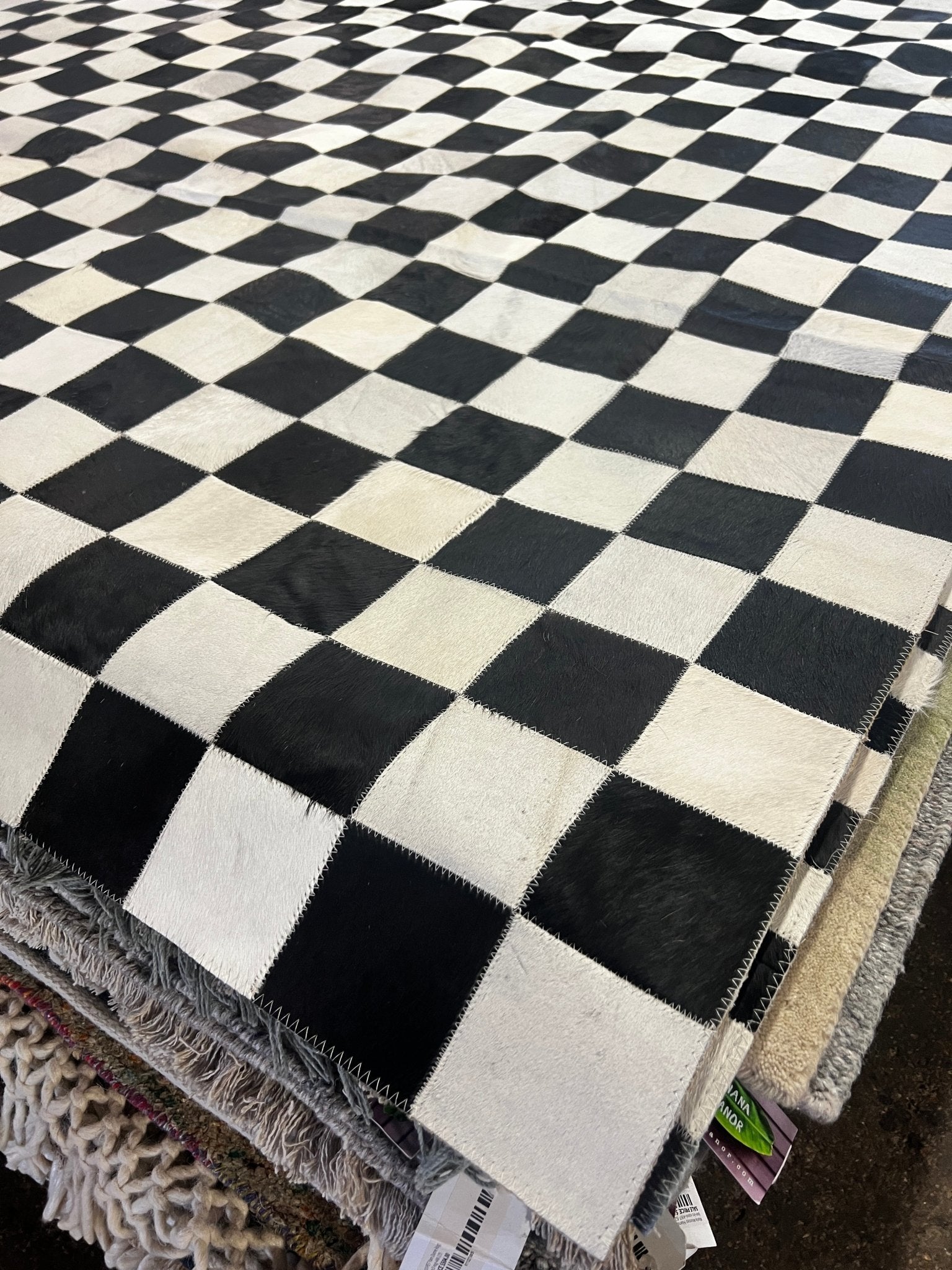 Black and White Checkerboard 8x10 Cowhide Rug | Banana Manor Rug Company