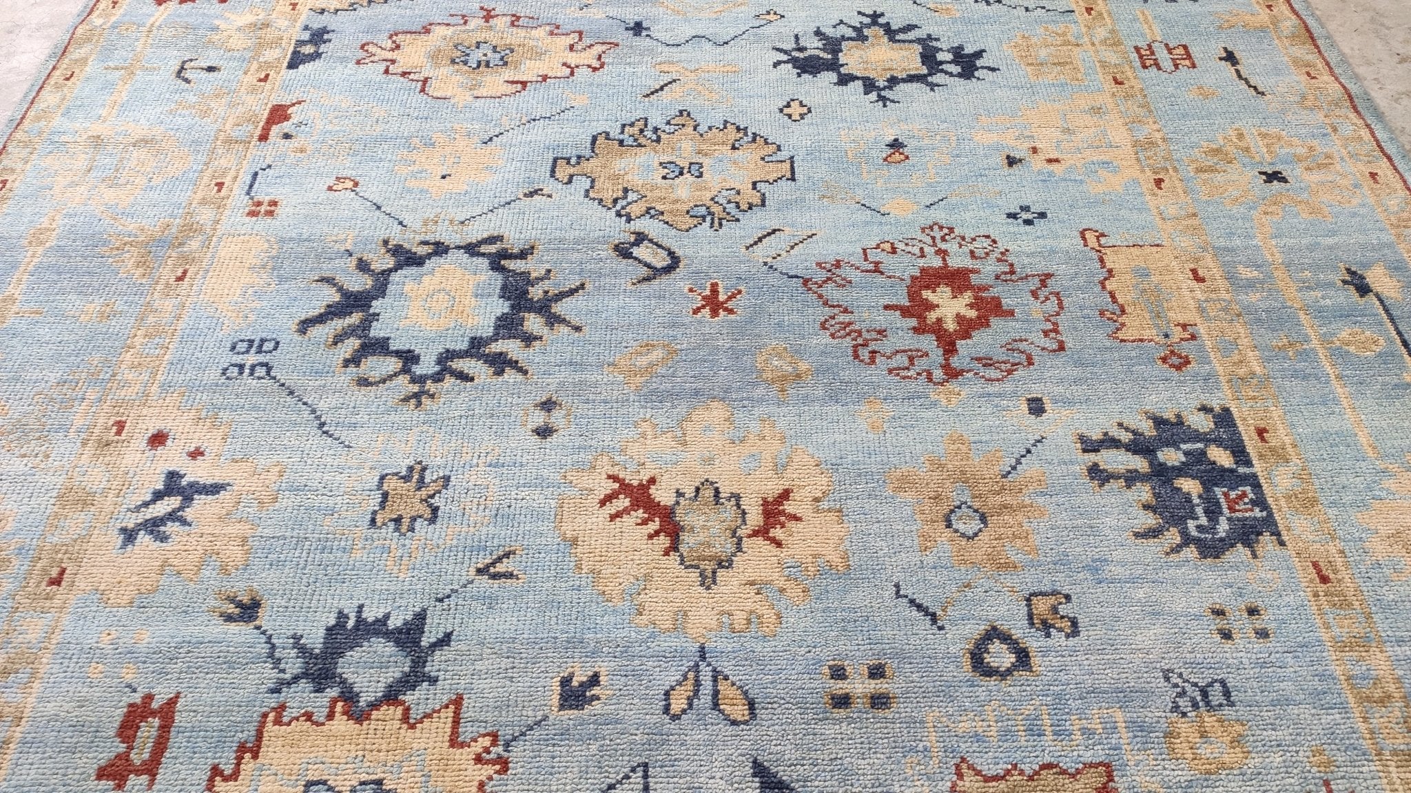 Blanche 8x10 Light Blue Hand-Knotted Oushak Rug | Banana Manor Rug Company