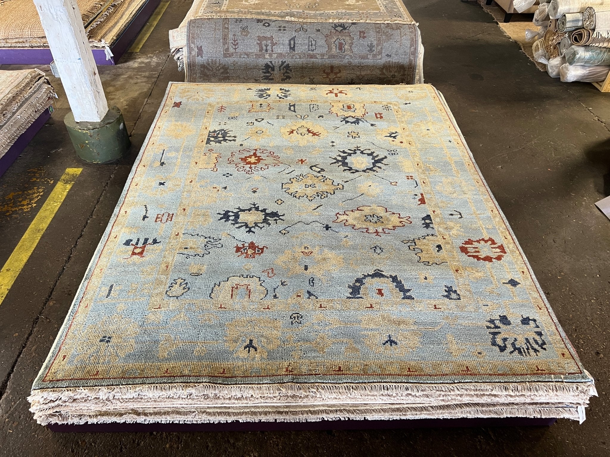 Blanche 8x10 Light Blue Hand-Knotted Oushak Rug | Banana Manor Rug Company