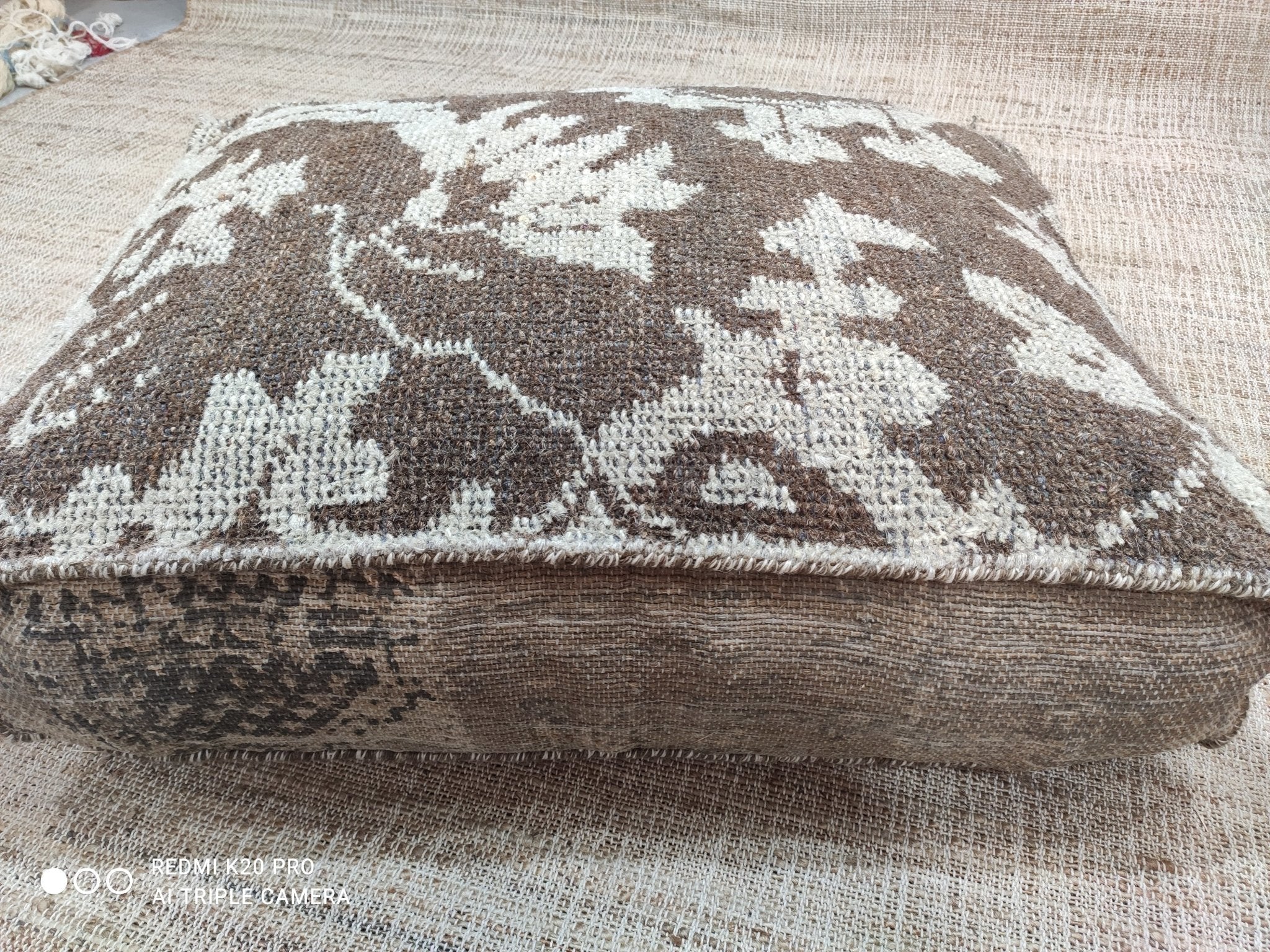 Bobby Brown Floral Handwoven Wool Pouffe | Banana Manor Rug Company