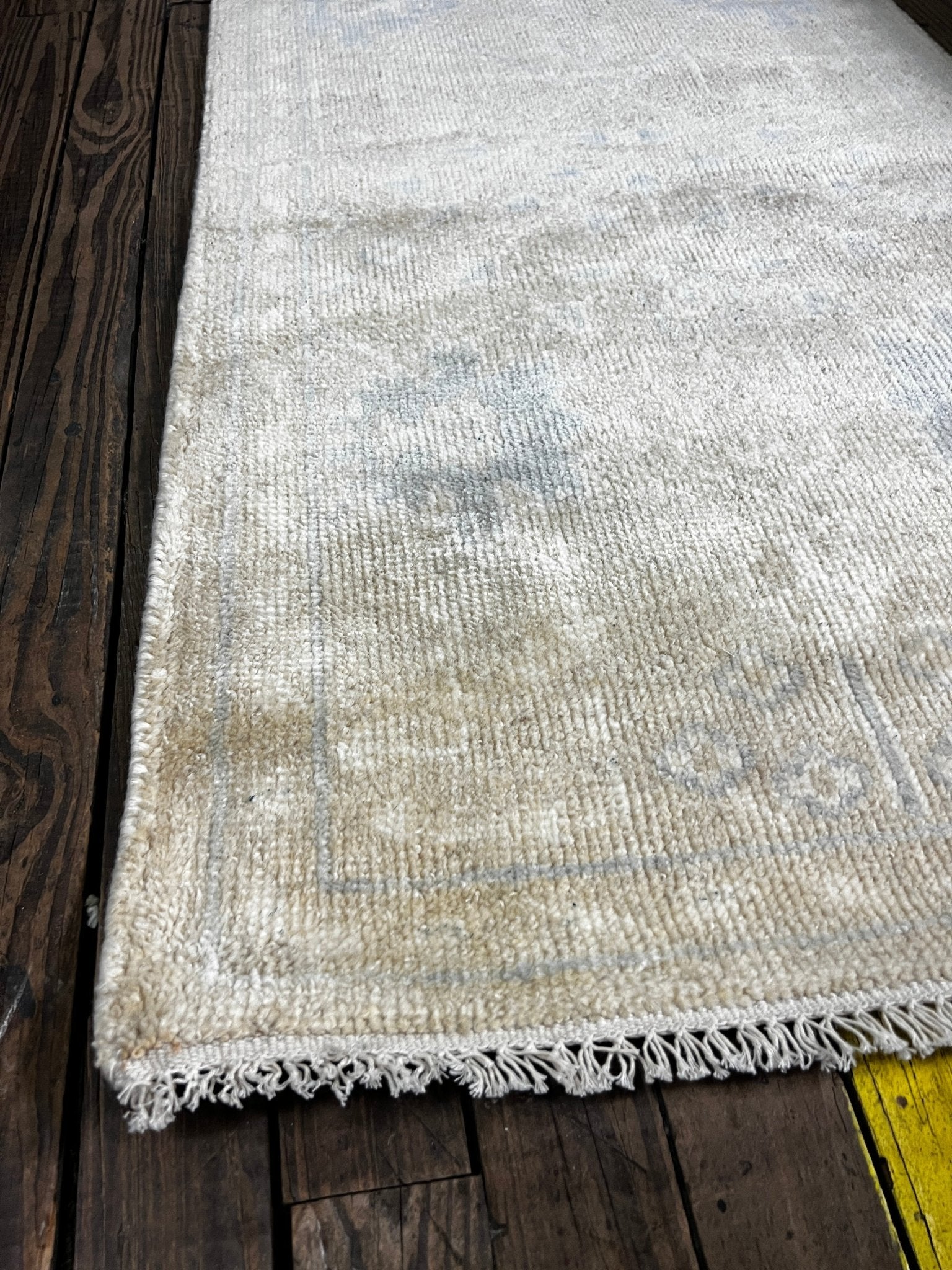 Bonnie 2.6x12.3 Hand-Knotted Beige & Silver Oushak Runner | Banana Manor Rug Factory Outlet