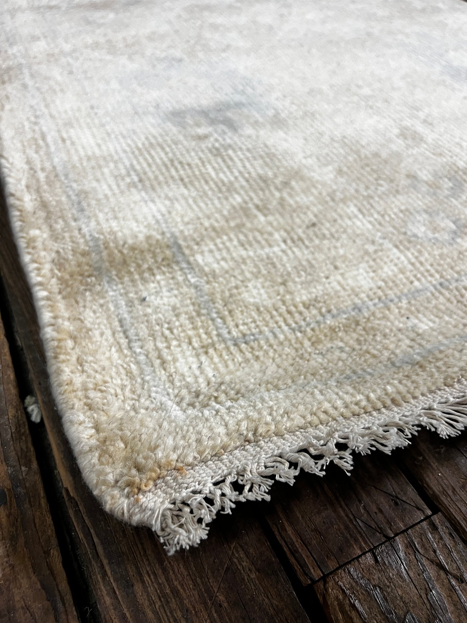 Bonnie 2.6x12.3 Hand-Knotted Beige & Silver Oushak Runner | Banana Manor Rug Factory Outlet