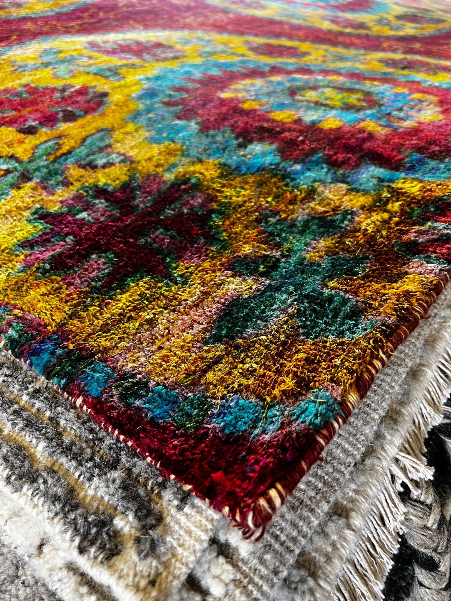 Bonnie 9x11.9 Hand-Knotted Red Mix Modern | Banana Manor Rug Factory Outlet