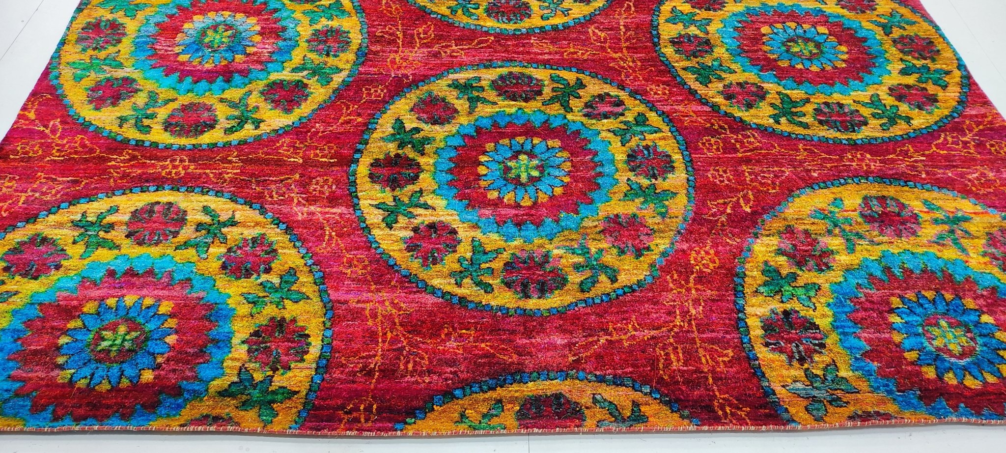 Bonnie 9x11.9 Hand-Knotted Red Mix Modern | Banana Manor Rug Factory Outlet