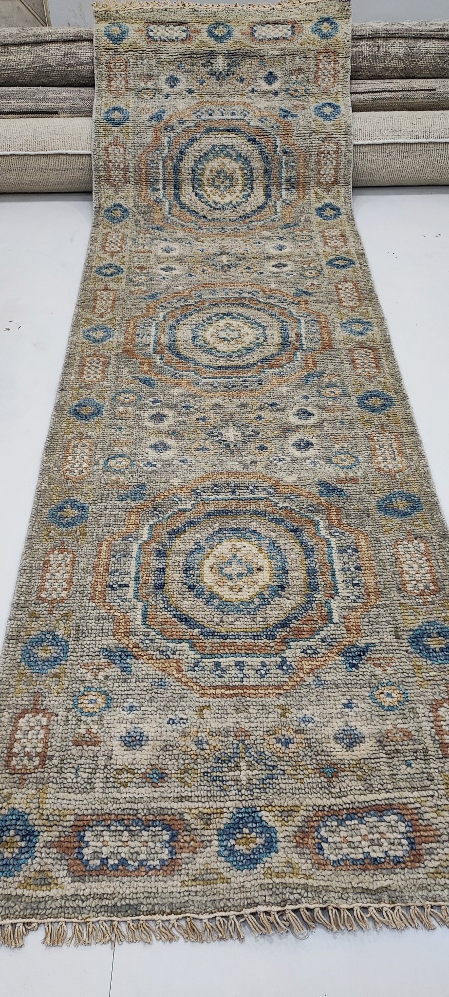 Bonnie Sommerville 2.6x8.9 Hand-Knotted Grey Oushak Runner | Banana Manor Rug Factory Outlet
