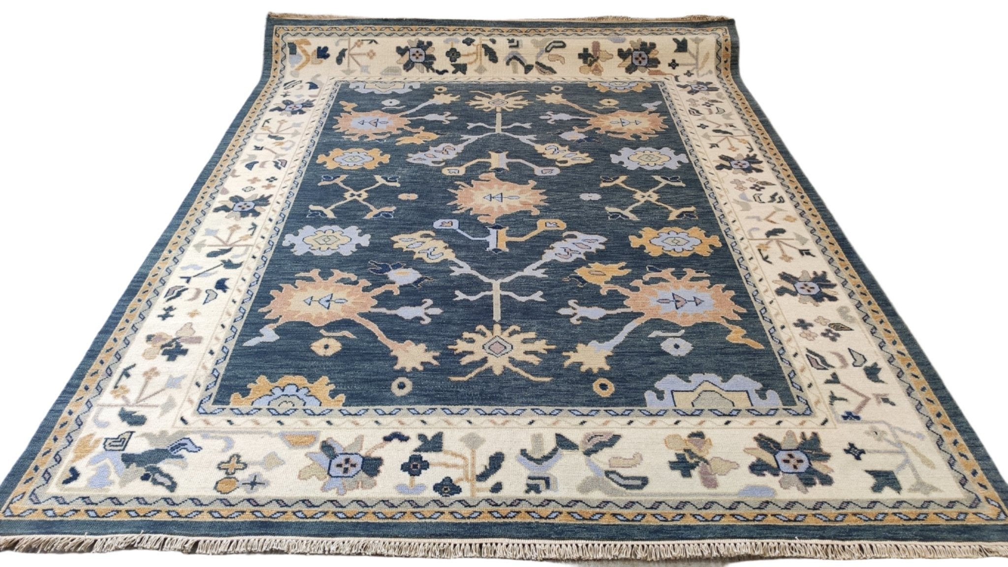 Brandi 8x10 Dark Grey and Ivory Oushak Rug | Banana Manor Rug Company