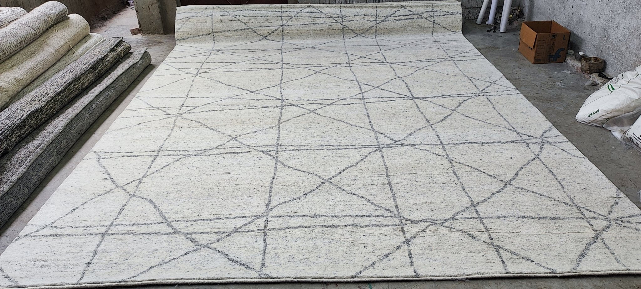 Brasseur 9.3x12 Hand-Knotted Natural & Grey Modern | Banana Manor Rug Factory Outlet