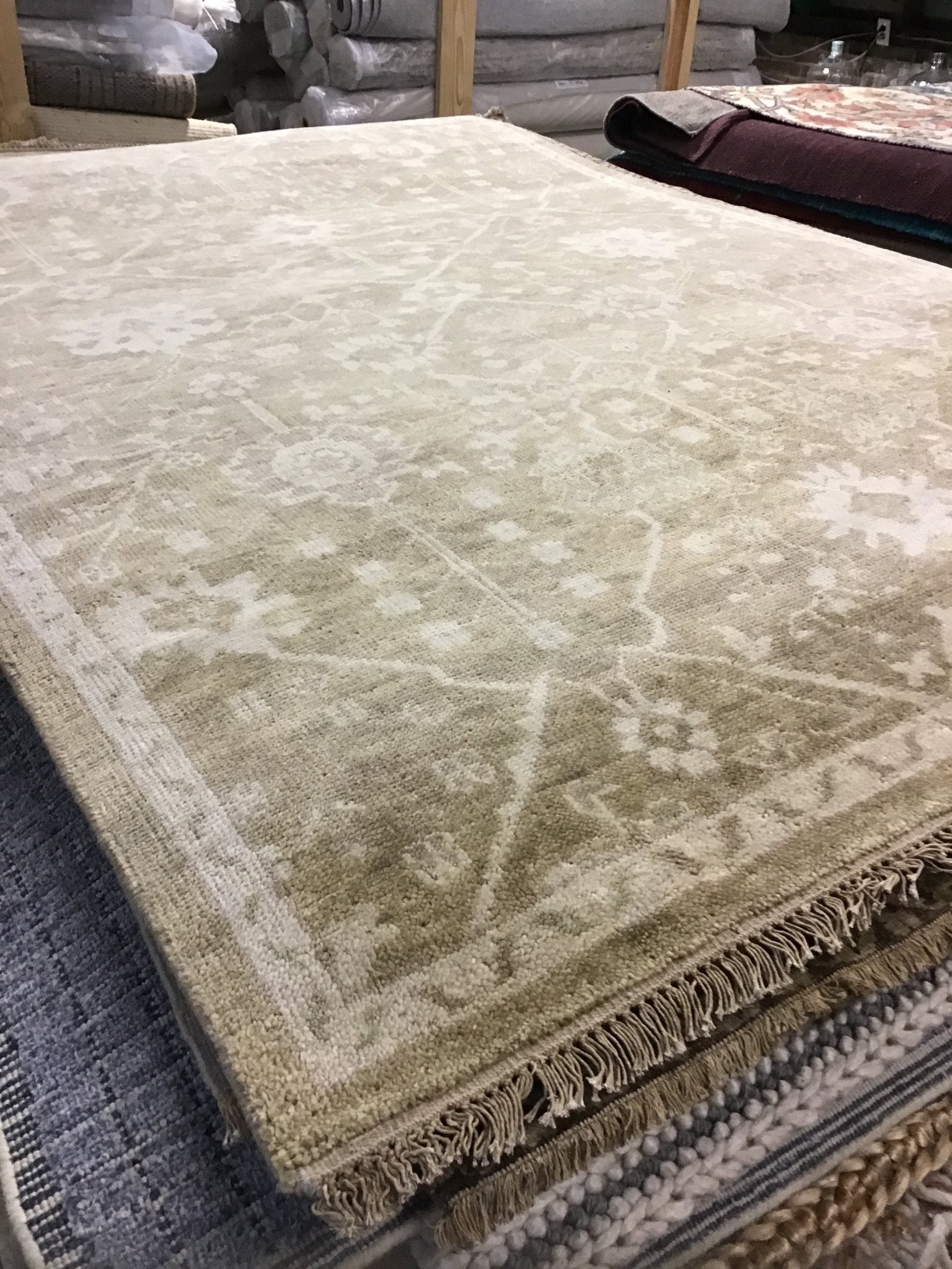 Brielle 6x9.3 Camel and Silver Hand-Knotted Oushak Rug | Banana Manor Rug Company