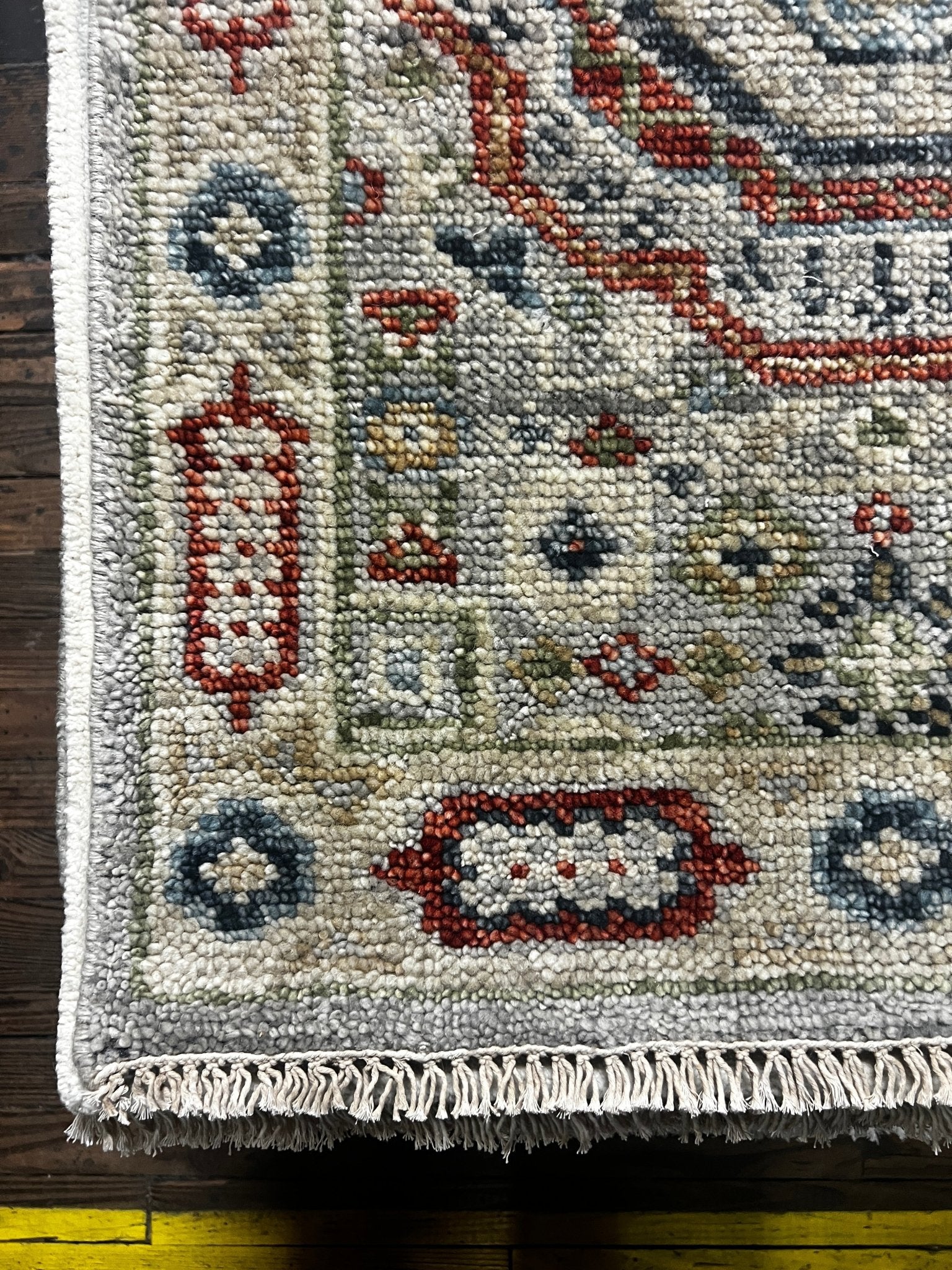 Brigette Romanek Grey and Tan Hand-Knotted Oushak Runner 2.6x14 | Banana Manor Rug Company