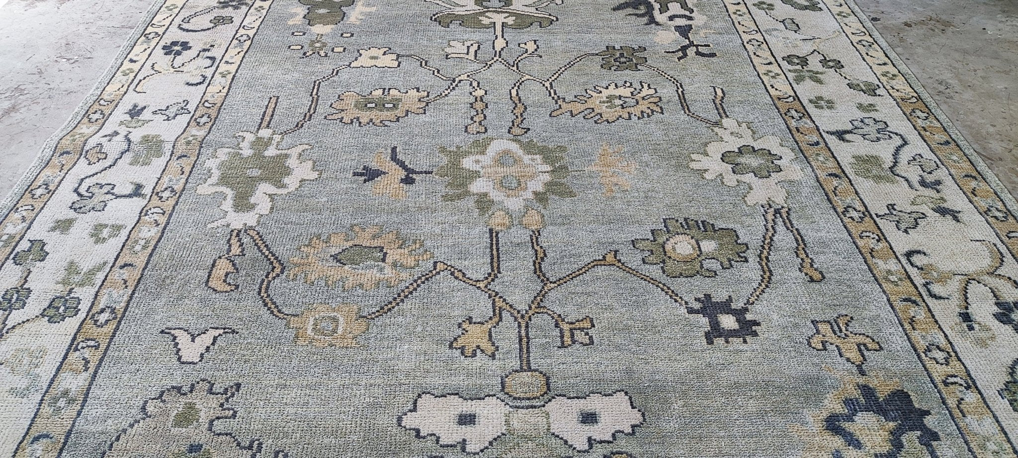 Brigitte 9x12.3 Hand-Knotted Light Grey & Beige Oushak | Banana Manor Rug Factory Outlet