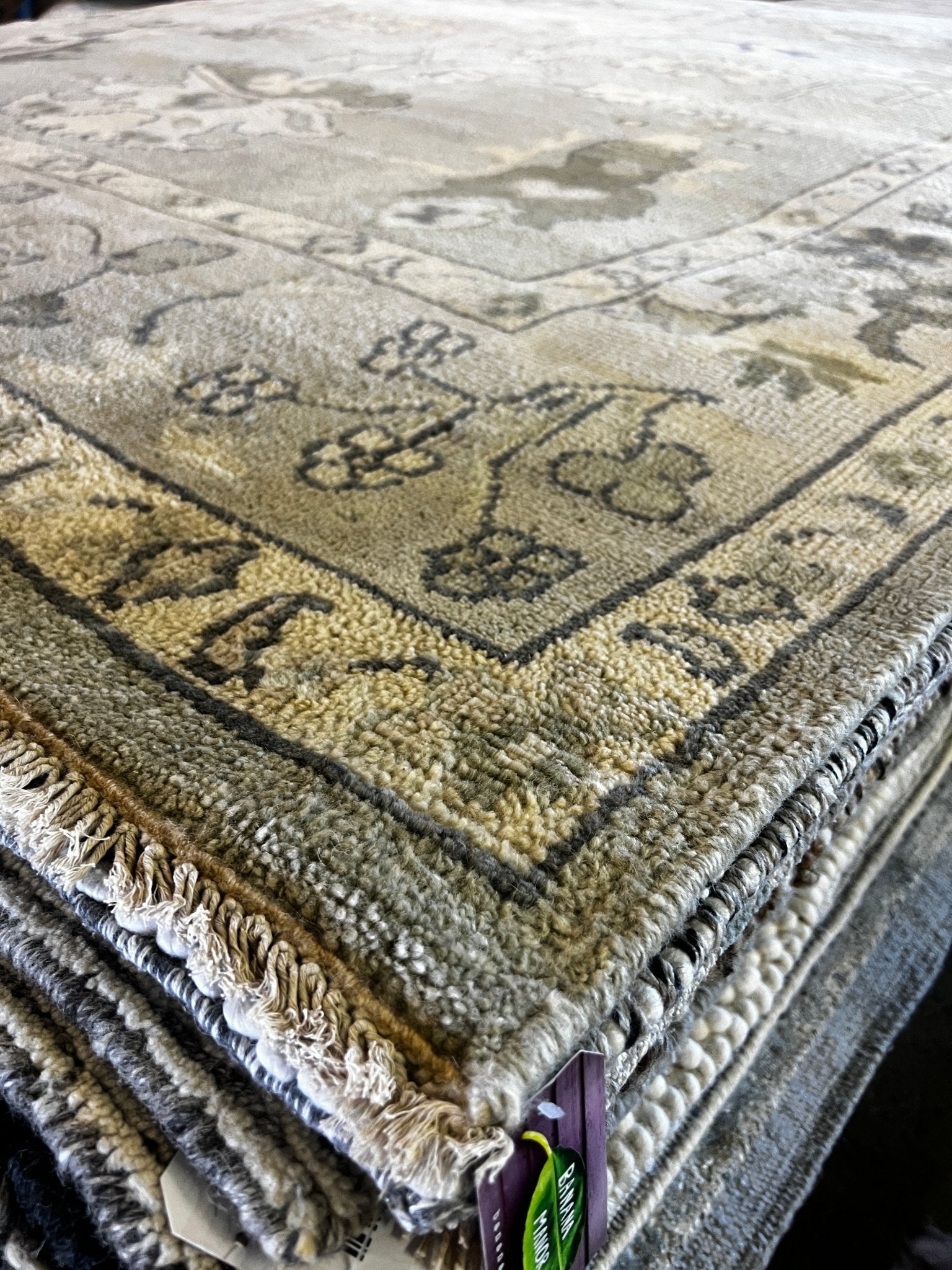 Brigitte 9x12.3 Hand-Knotted Light Grey & Beige Oushak | Banana Manor Rug Factory Outlet