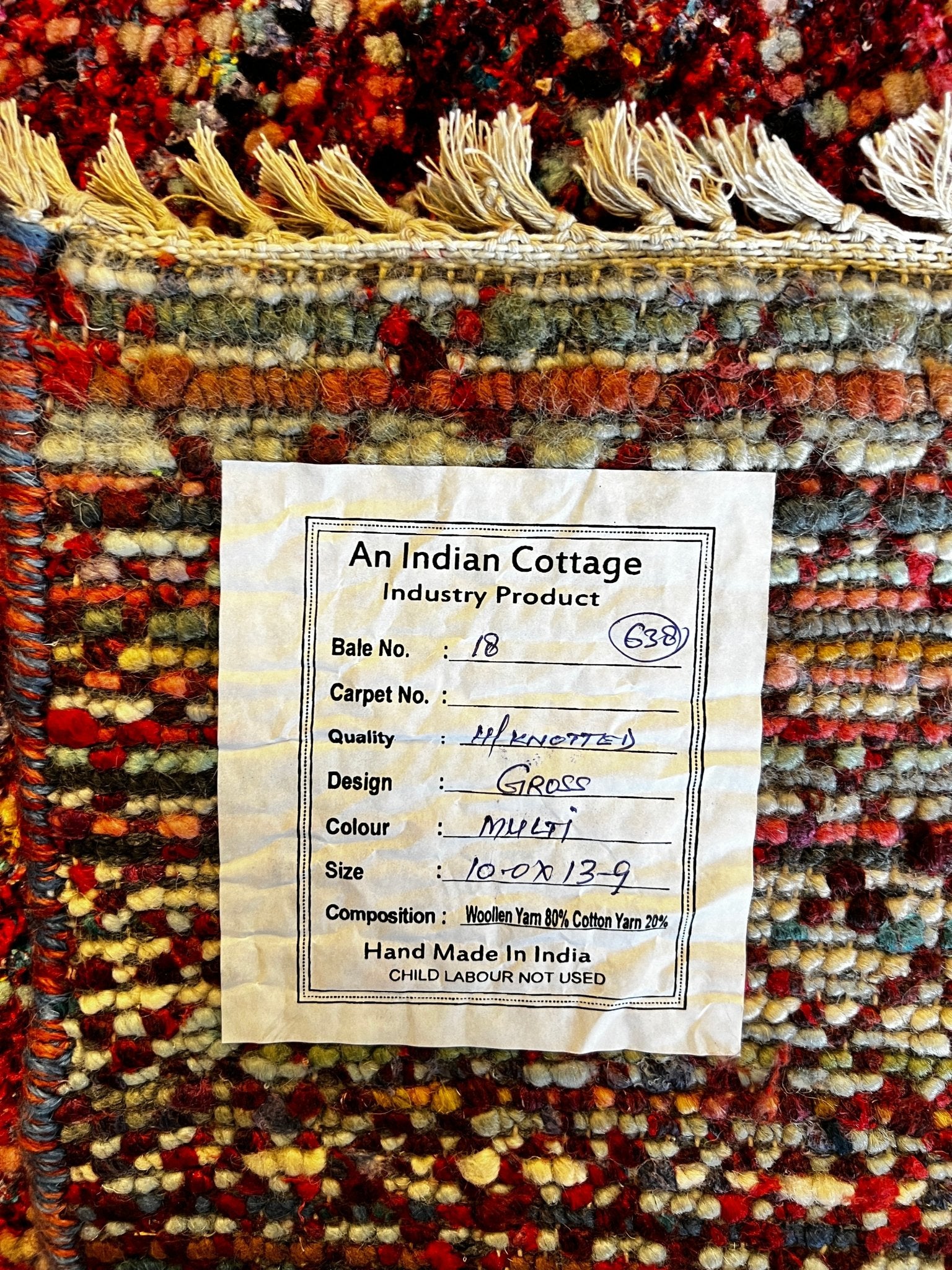 Brittany 10x13.9 Hand-Knotted Grass Style Multi-Color Rust Mix | Banana Manor Rug Factory Outlet