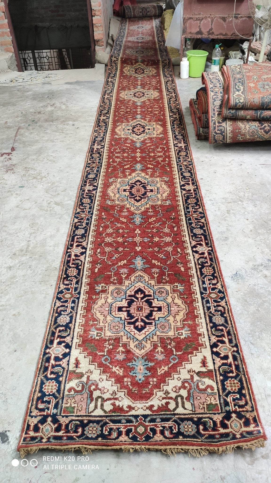 Bullets 2.9x39.9 Rust and Blue Hand-Knotted Serapi Runner Rug – Banana ...