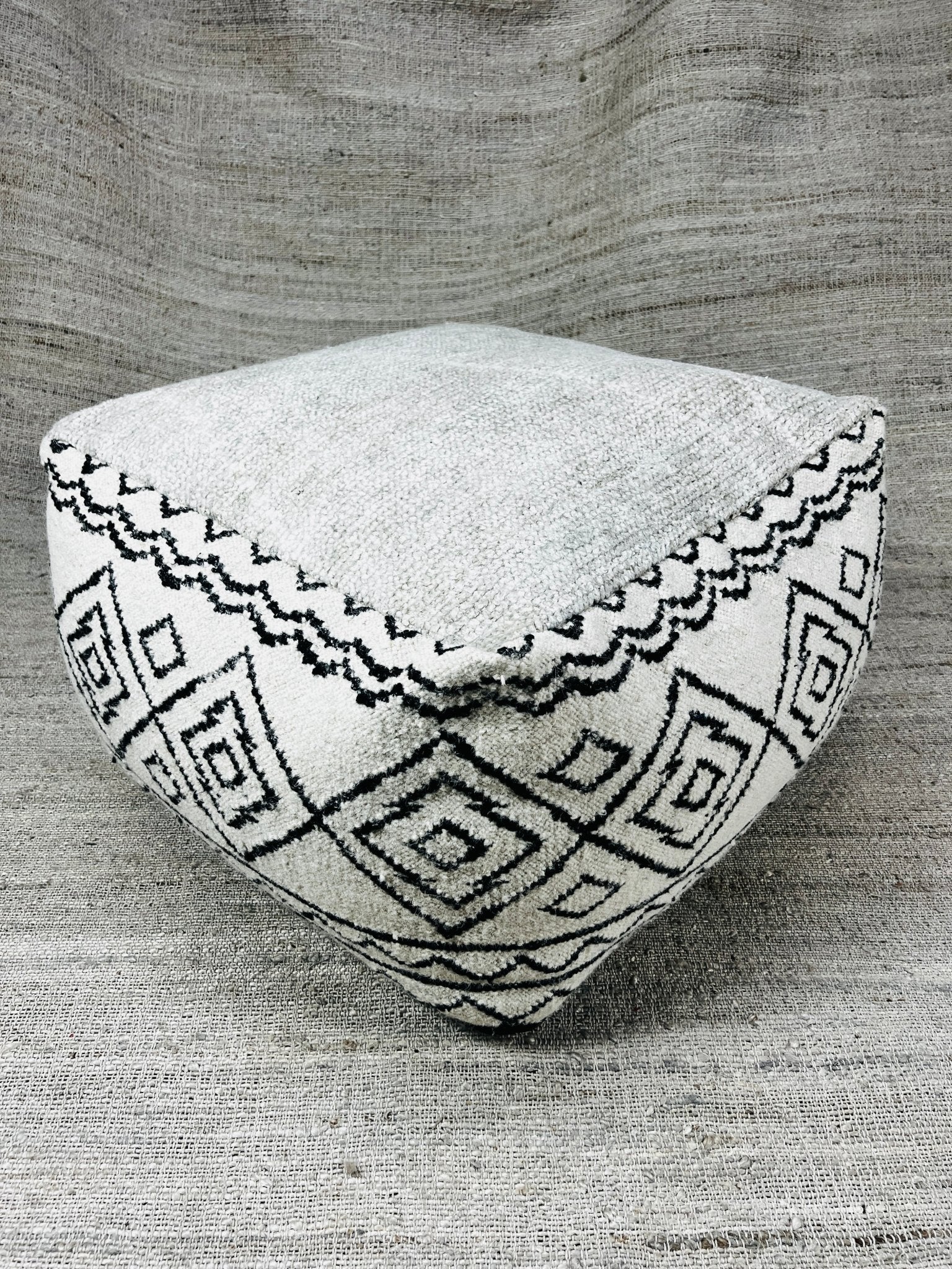 Butters Black, White, and Grey Pouffe | Banana Manor Rug Company