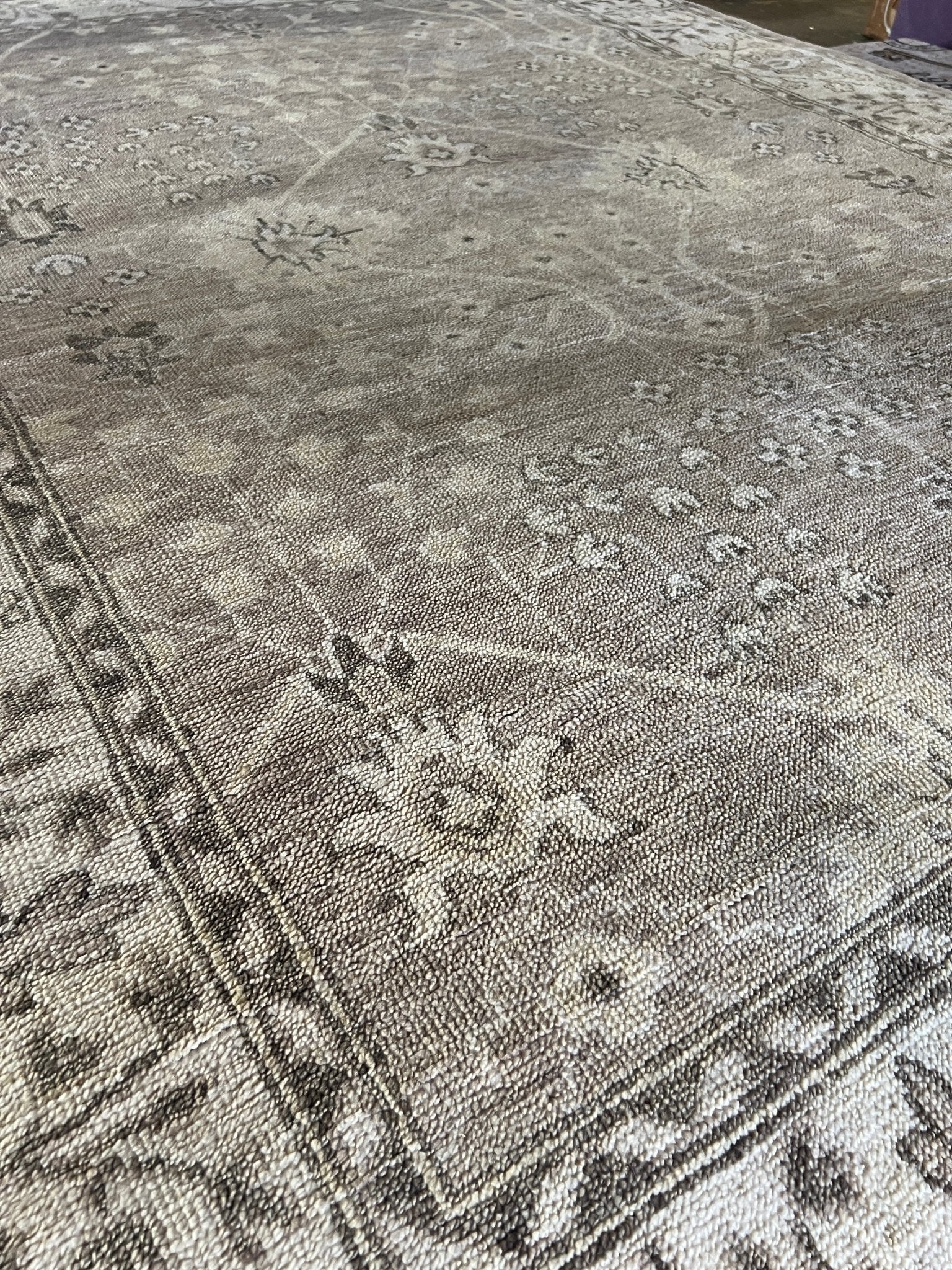 Callie 8x10 Light Brown and Ivory Hand-Knotted Oushak Rug | Banana Manor Rug Company