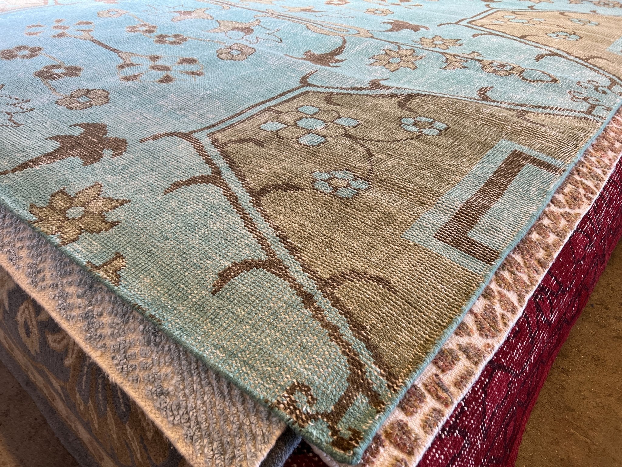 Candace 9x12 Modern Green and Blue Hand-Knotted Rug | Banana Manor Rug Company