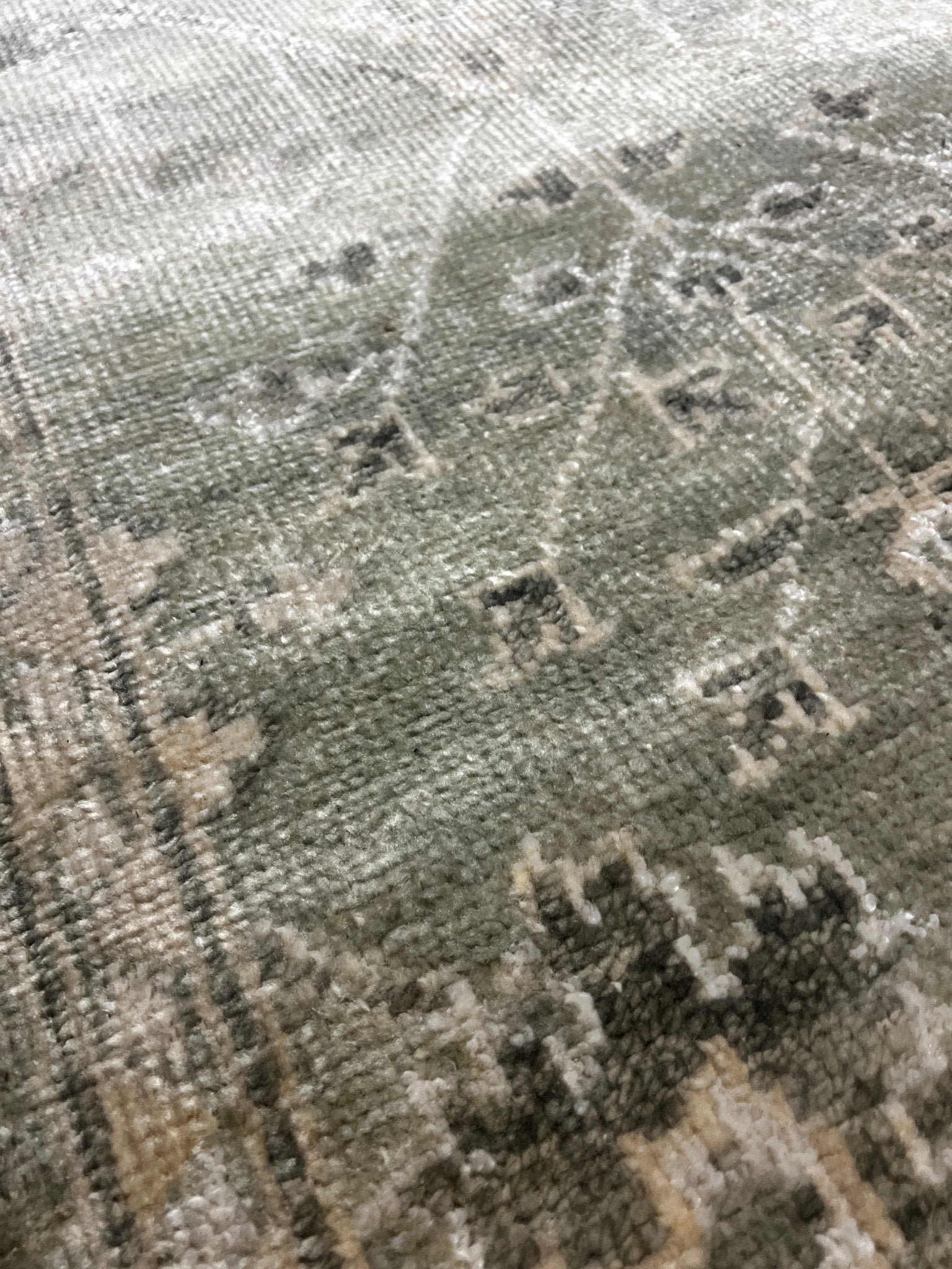 Candace Wheeler Light Green Hand-Knotted Oushak Runner 2.6x12.9 | Banana Manor Rug Company