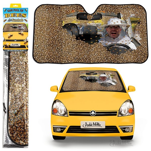 CAR FULL OF BEES AUTO SUNSHADE | Banana Manor Rug Company