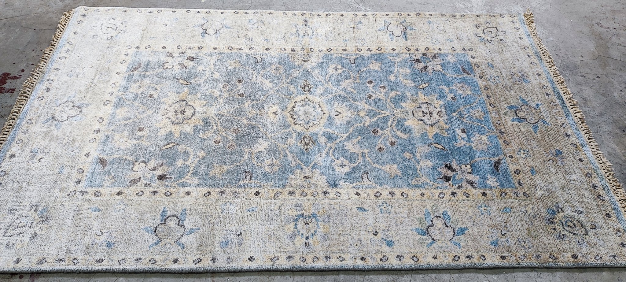 Carmella 3x5 Hand-Knotted Aqua & Silver Oushak | Banana Manor Rug Factory Outlet