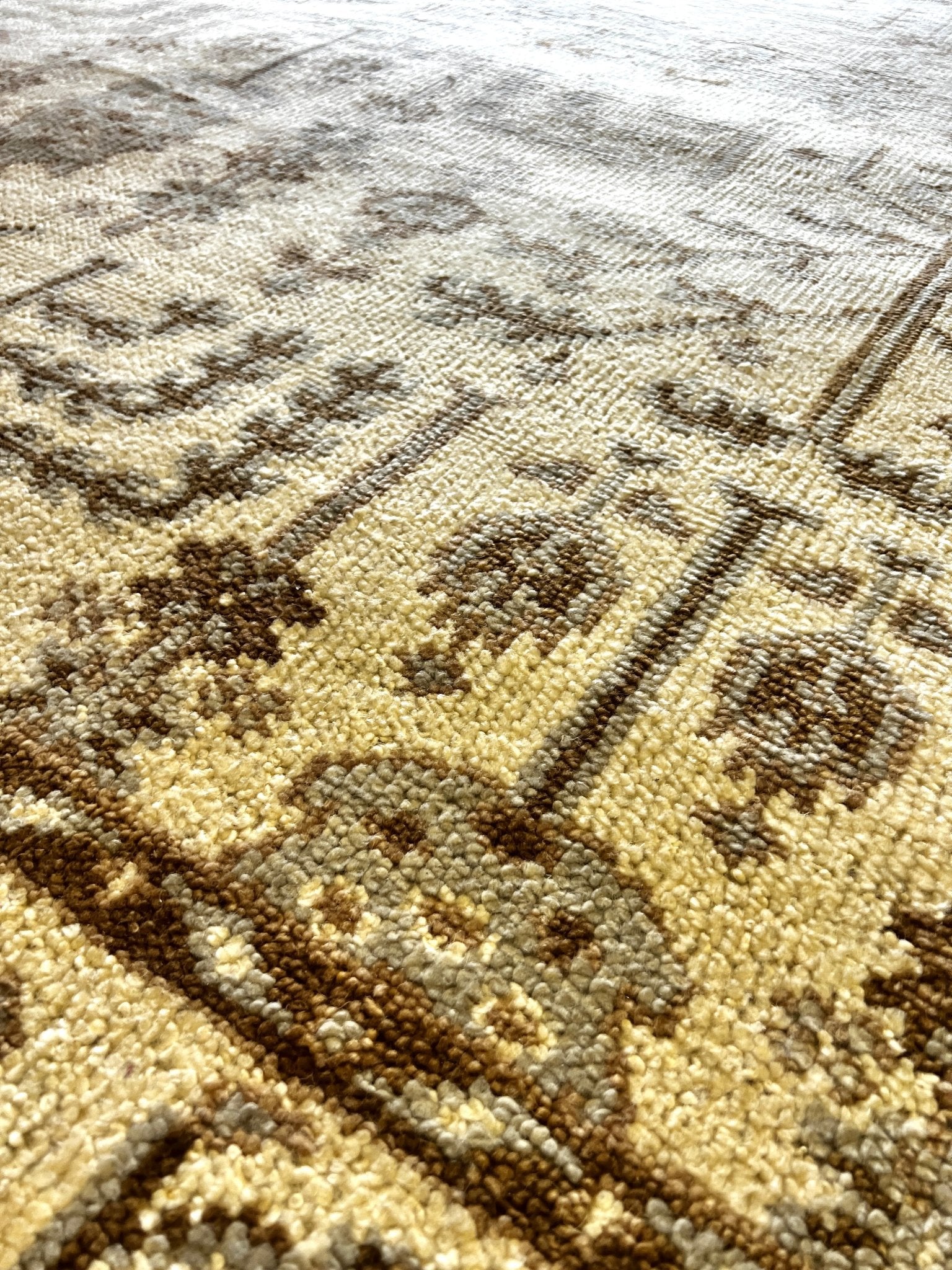 Carmen’s Carnival 9.6x12 Beige and Brown Hand-Knotted Oushak Rug | Banana Manor Rug Factory Outlet
