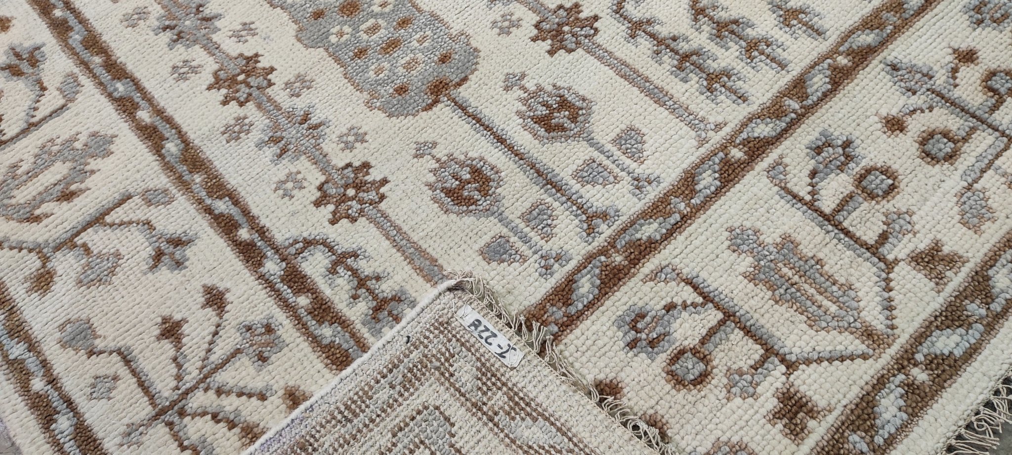 Carmen’s Carnival 9.6x12 Beige and Brown Hand-Knotted Oushak Rug | Banana Manor Rug Company