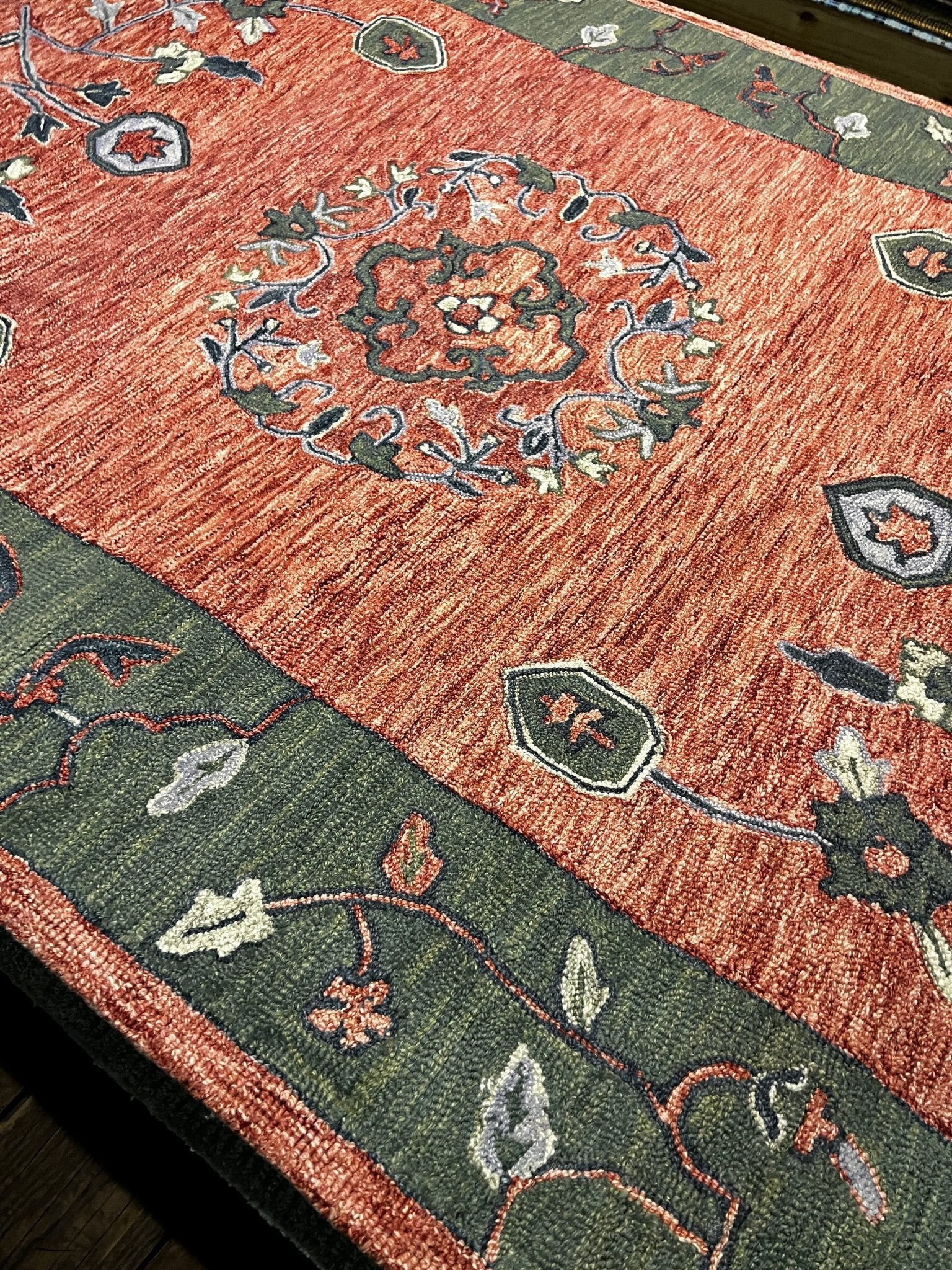 Carousel 5x8 Hand-Tufted Soft Red & Green Floral | Banana Manor Rug Factory Outlet