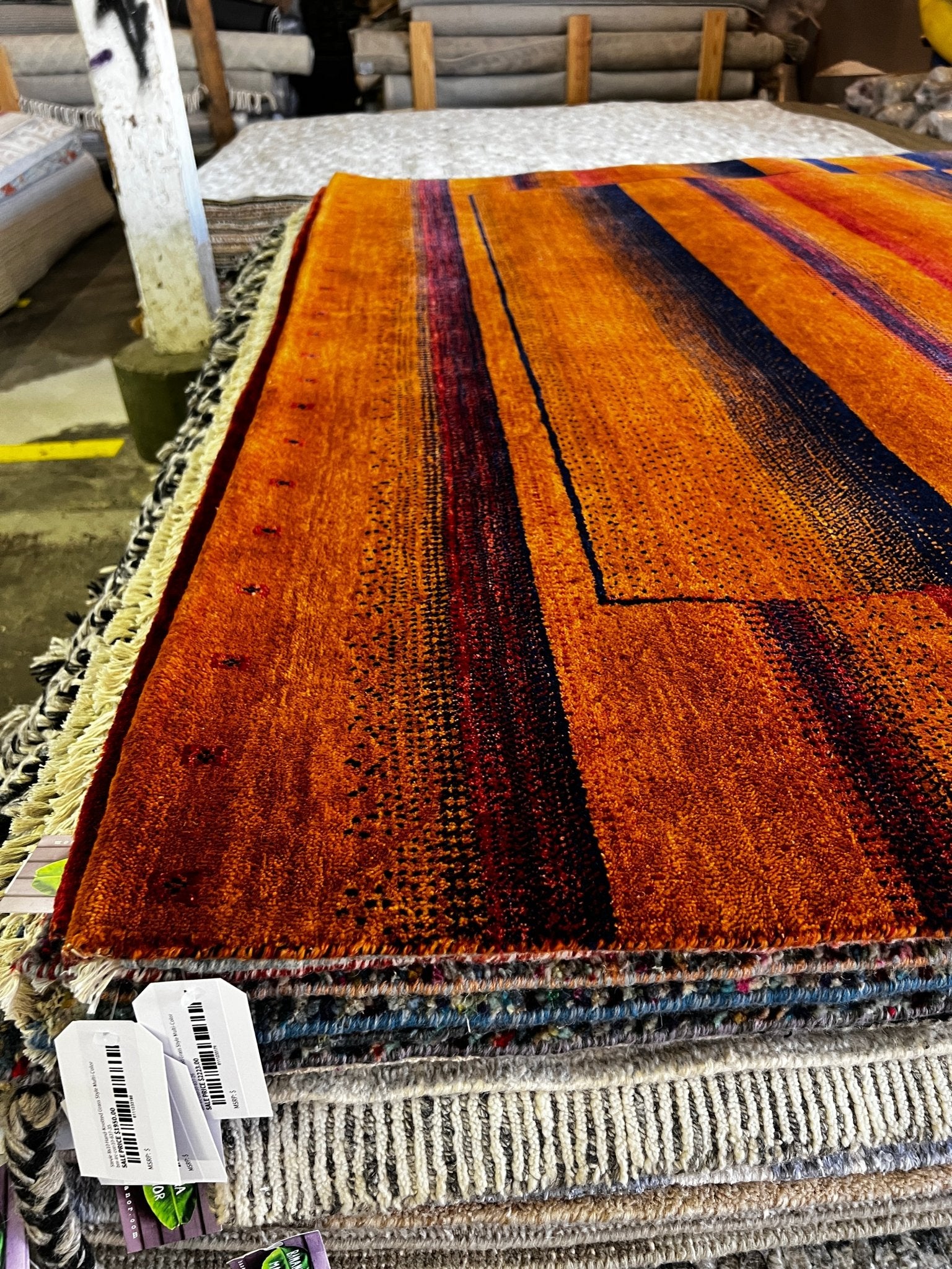 Carrington Hattiesburg 6.6x9.9 Hand Knotted Rust Lori Buff | Banana Manor Rug Factory Outlet